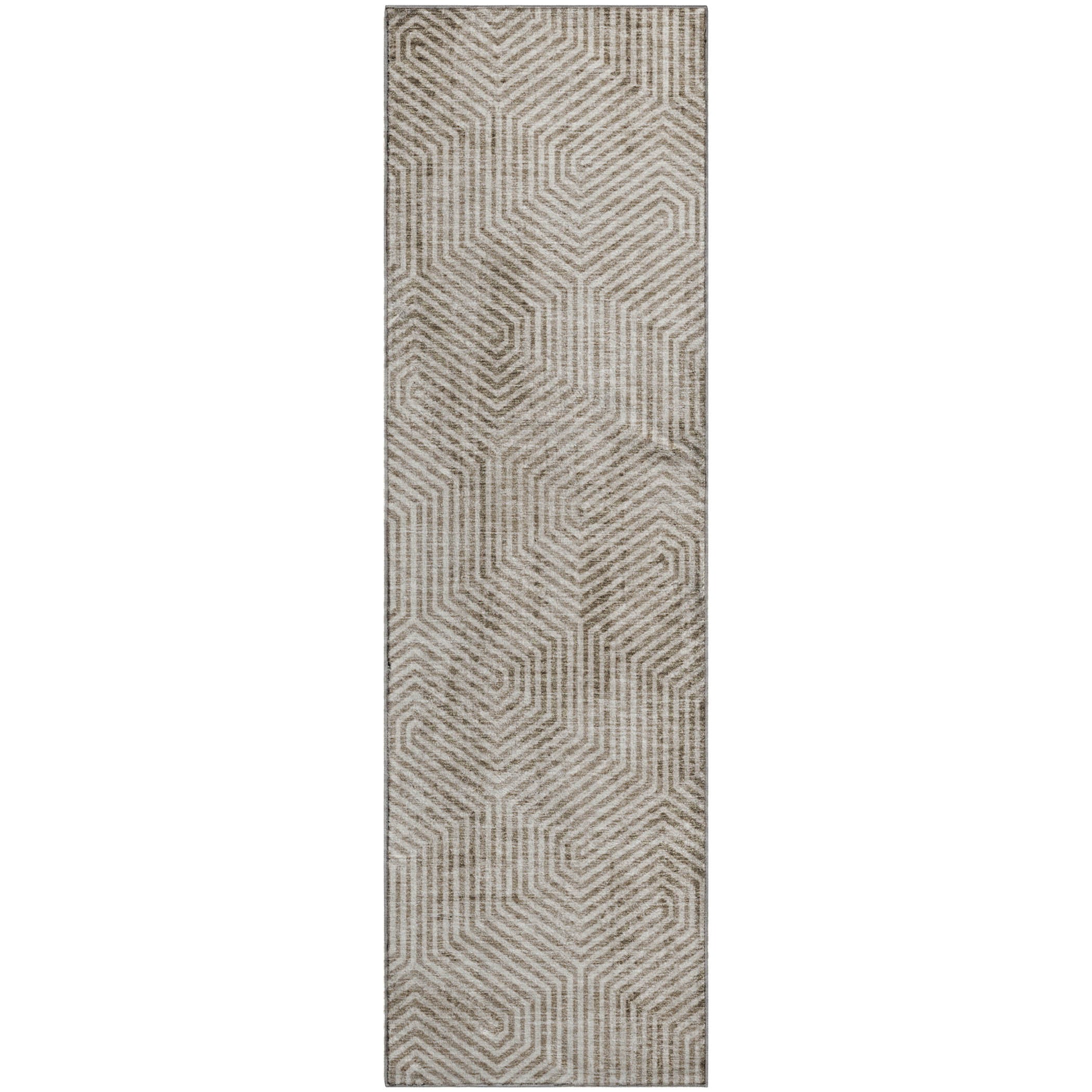 Bern Machine Washable Transitional Taupe Brown Rug 2'3" x 7'6" #shape_Runner
