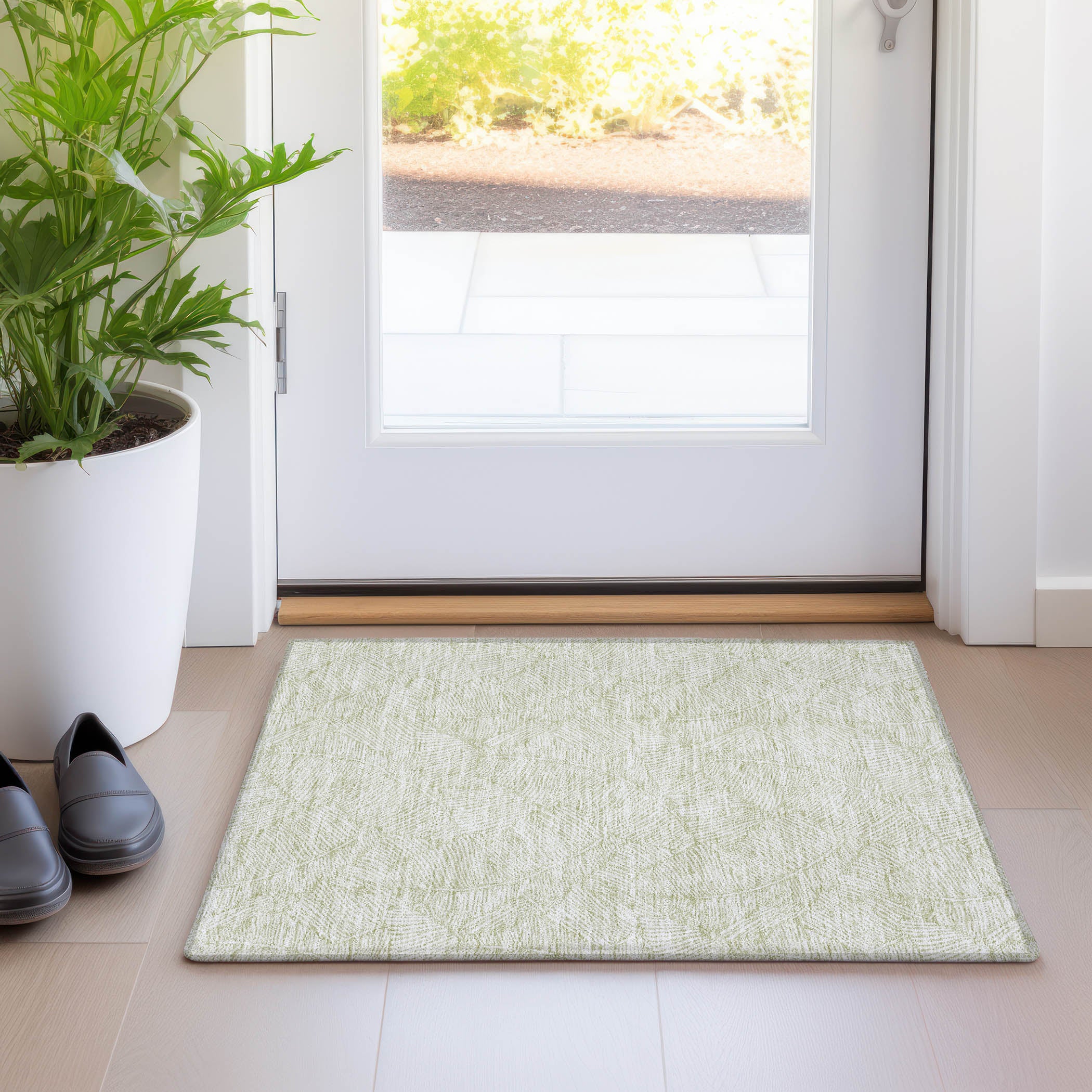 Dubrovnik Machine Washable Transitional Aloe Green Rug 1'8" x 2'6" #shape_Rectangle
