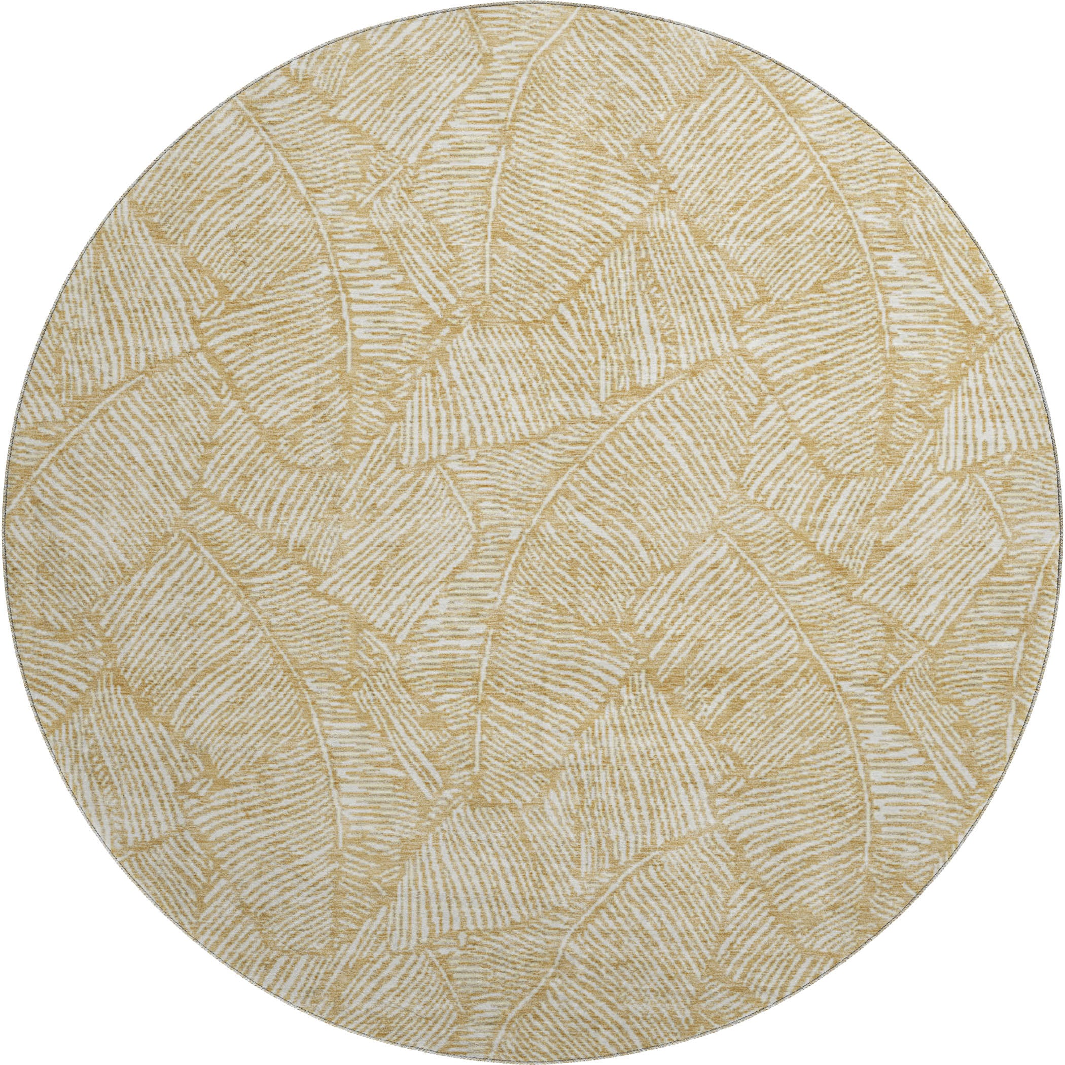 Dubrovnik Machine Washable Transitional Gold Rug 8' x 8' #shape_Round