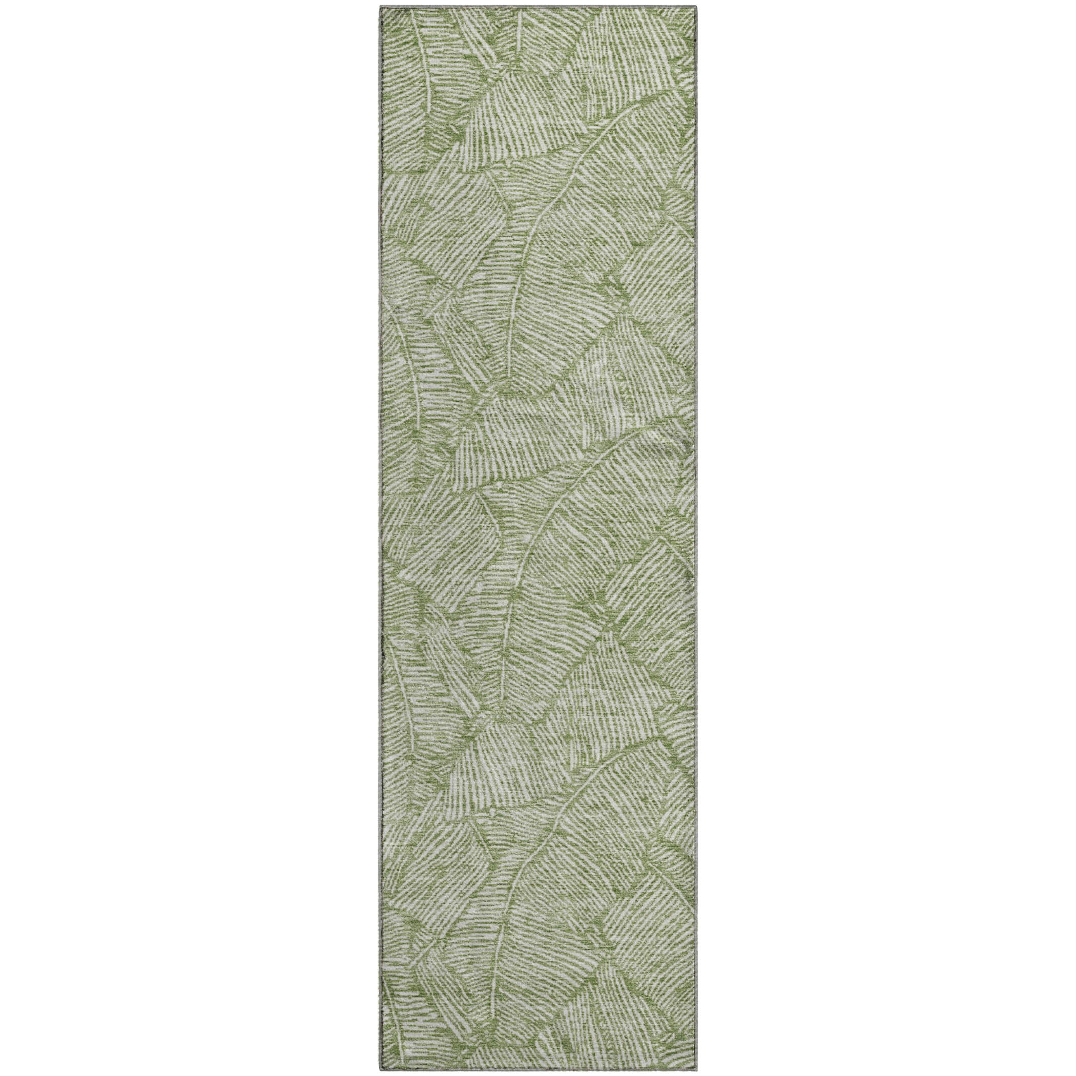 Dubrovnik Machine Washable Transitional Green Rug 2'3" x 7'6" #shape_Runner