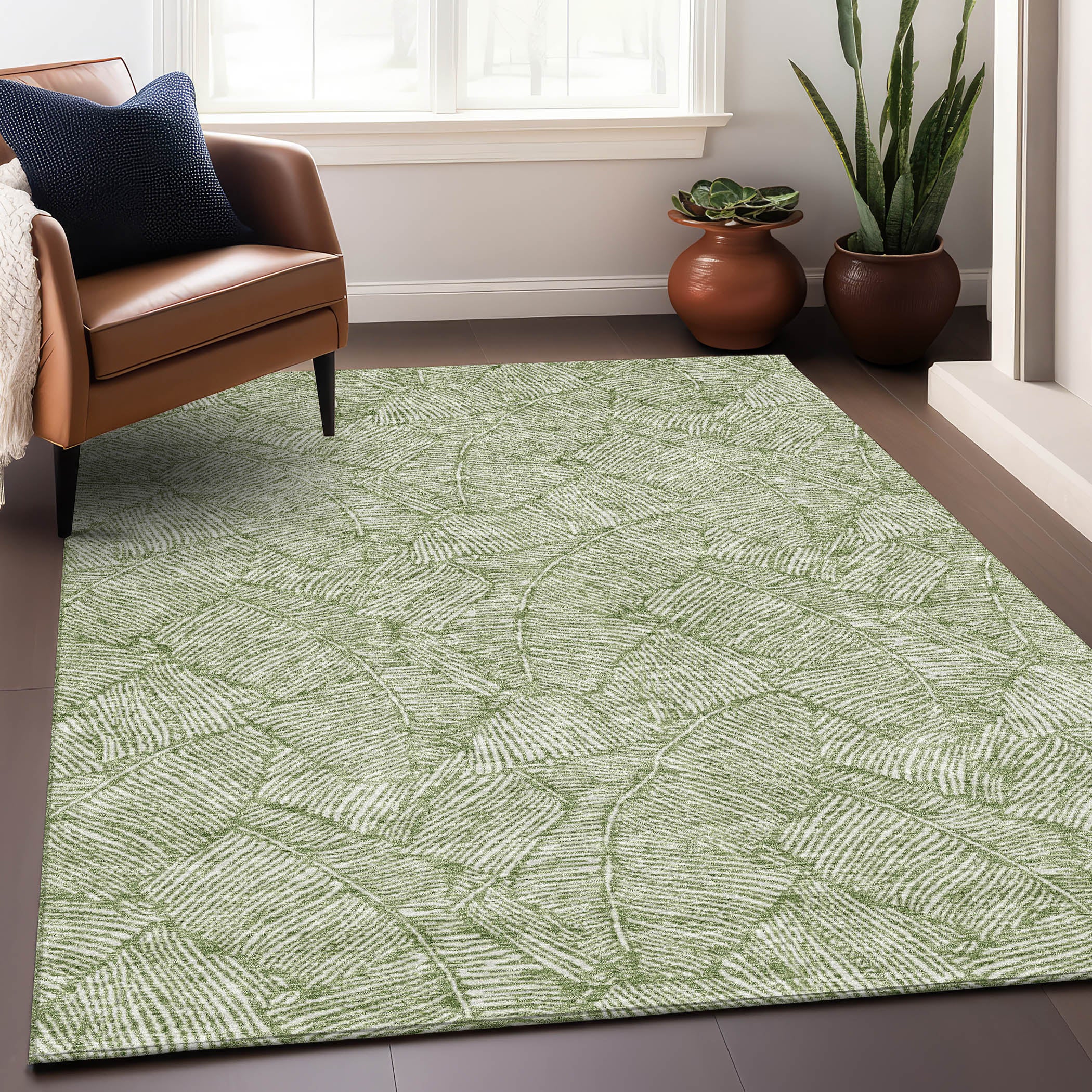 Dubrovnik Machine Washable Transitional Green Rug 2'6" x 3'10" #shape_Rectangle