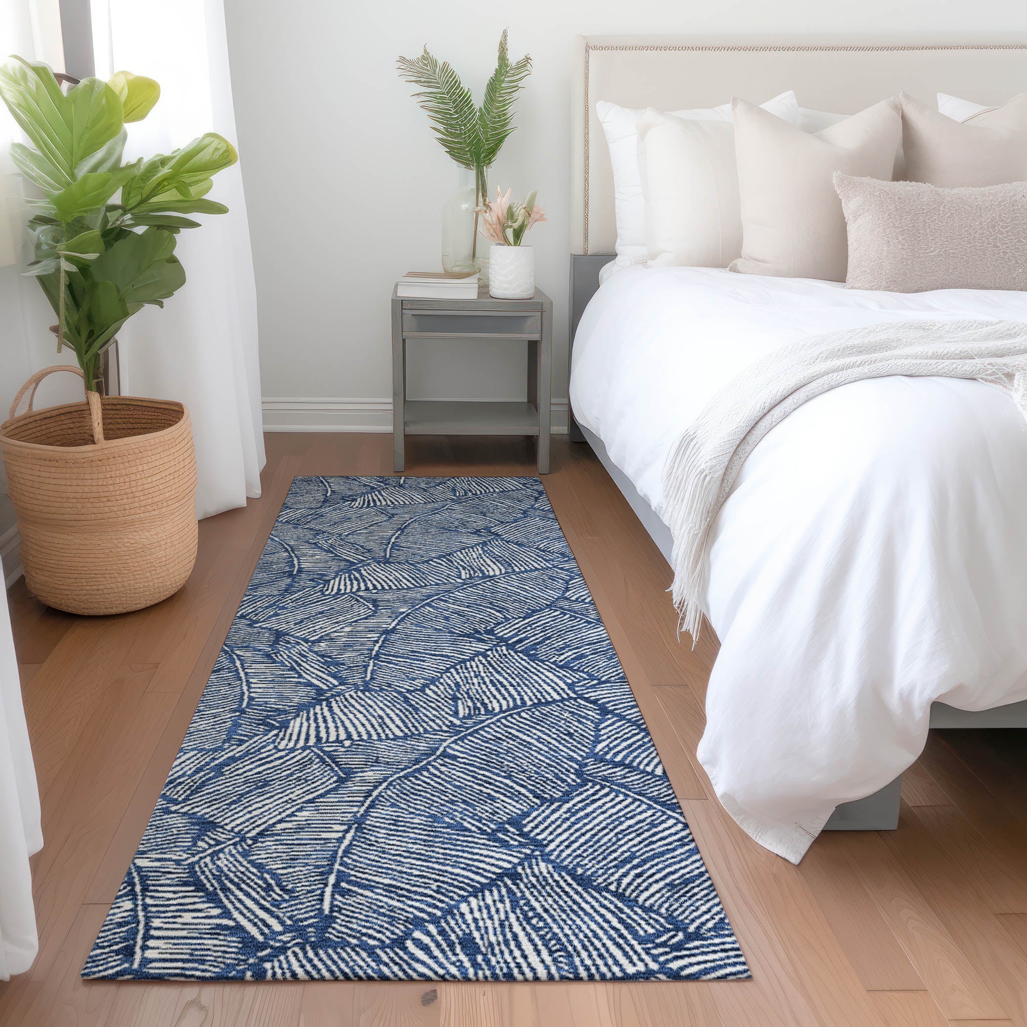 Dubrovnik Machine Washable Transitional Navy Blue Rug 2'3" x 7'6" #shape_Runner