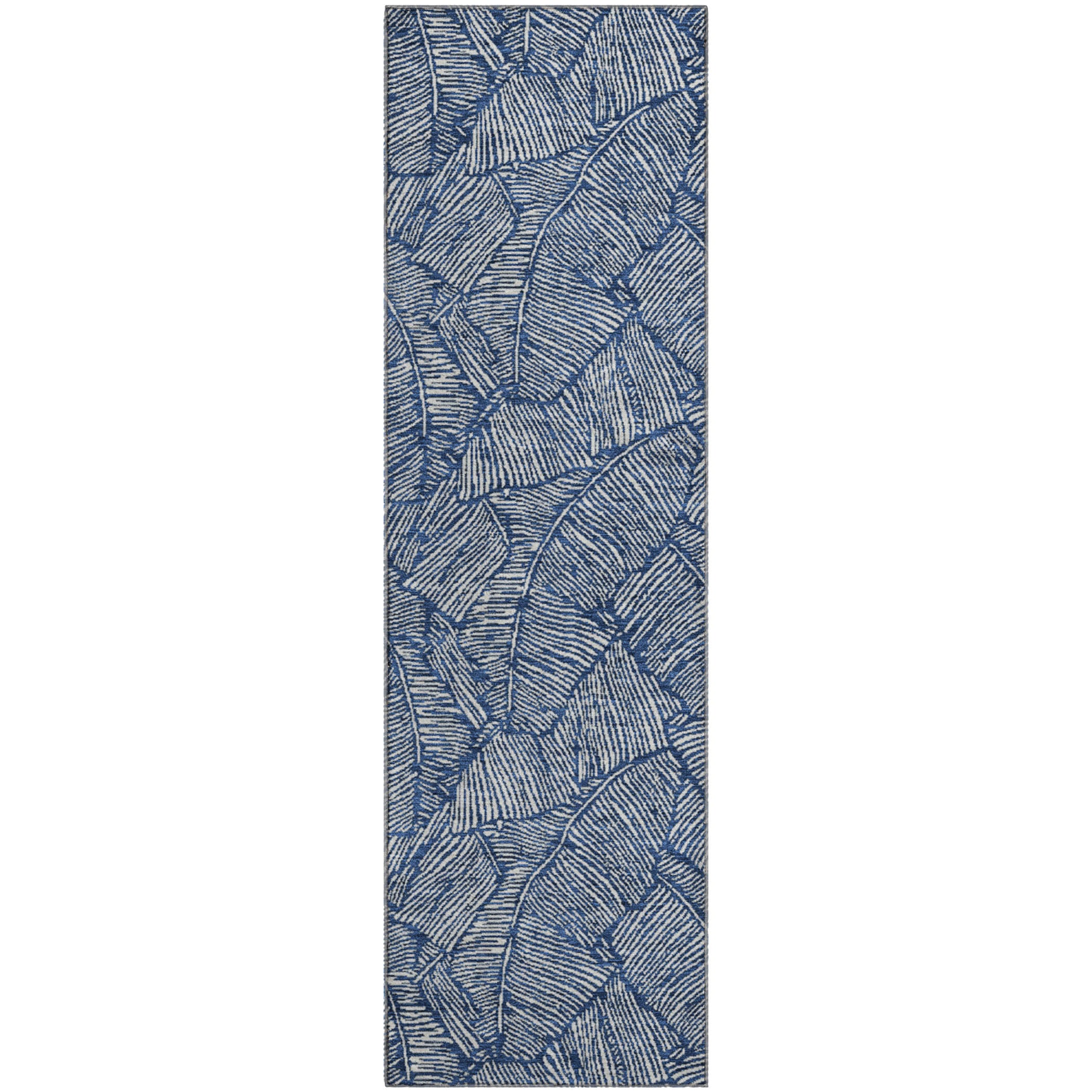 Dubrovnik Machine Washable Transitional Navy Blue Rug 2'3" x 7'6" #shape_Runner