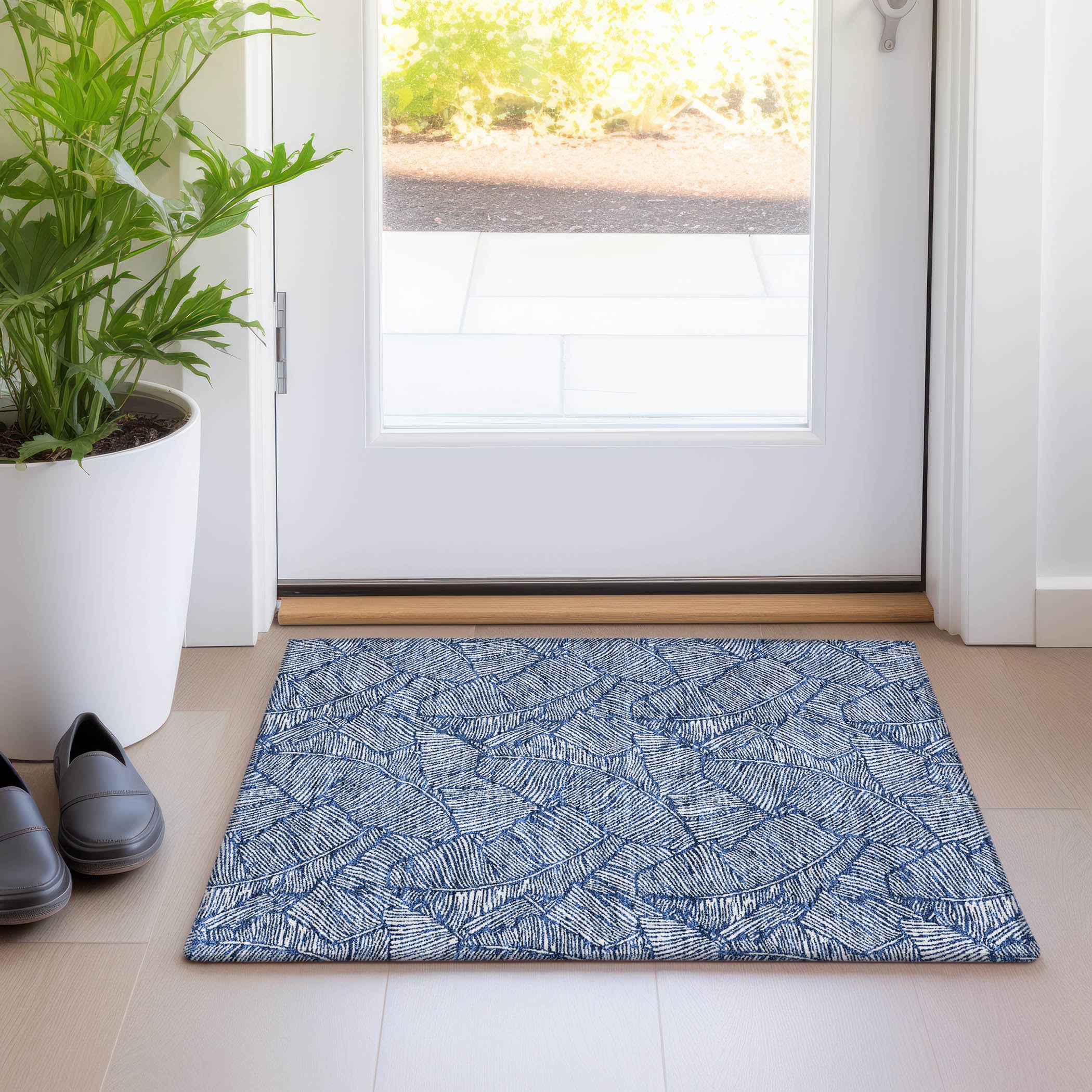 Dubrovnik Machine Washable Transitional Navy Blue Rug 1'8" x 2'6" #shape_Rectangle