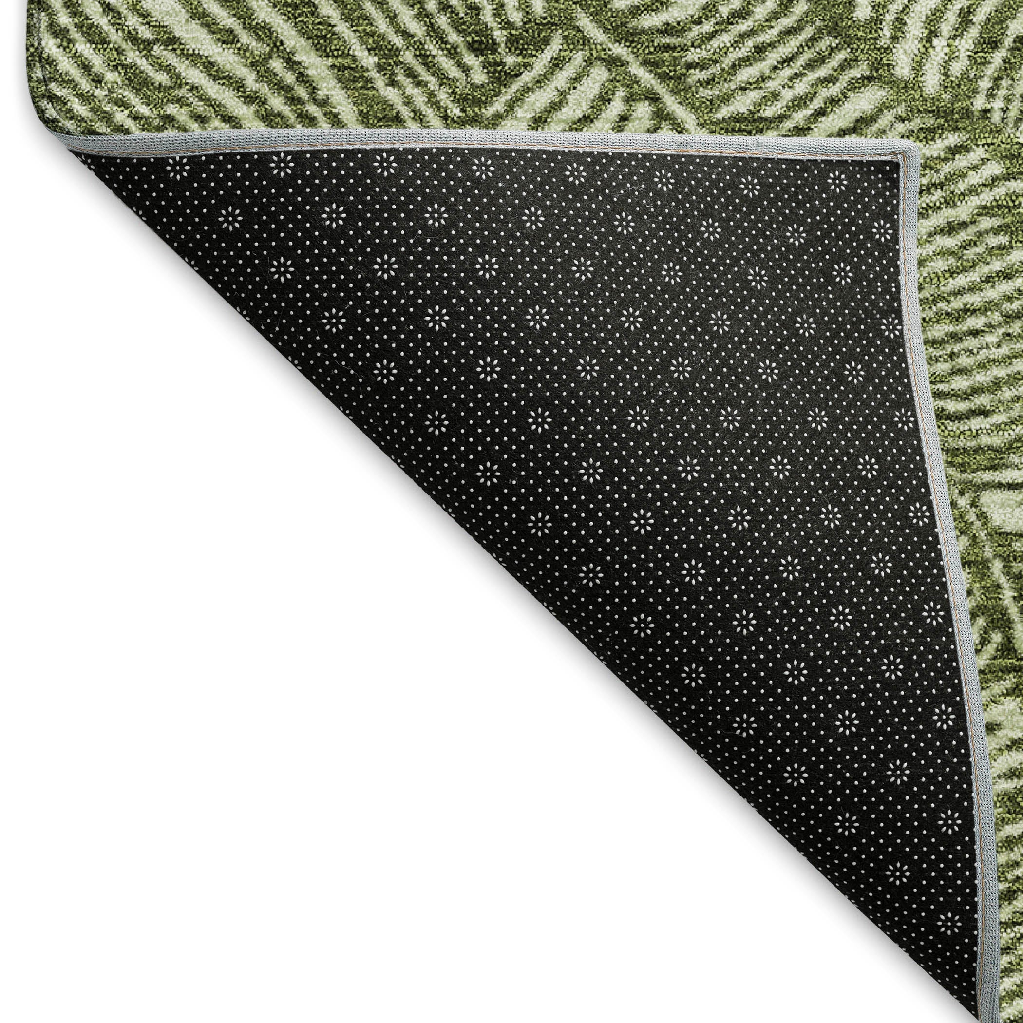 Dubrovnik Machine Washable Transitional Olive Green Rug 1'8" x 2'6" #shape_Rectangle