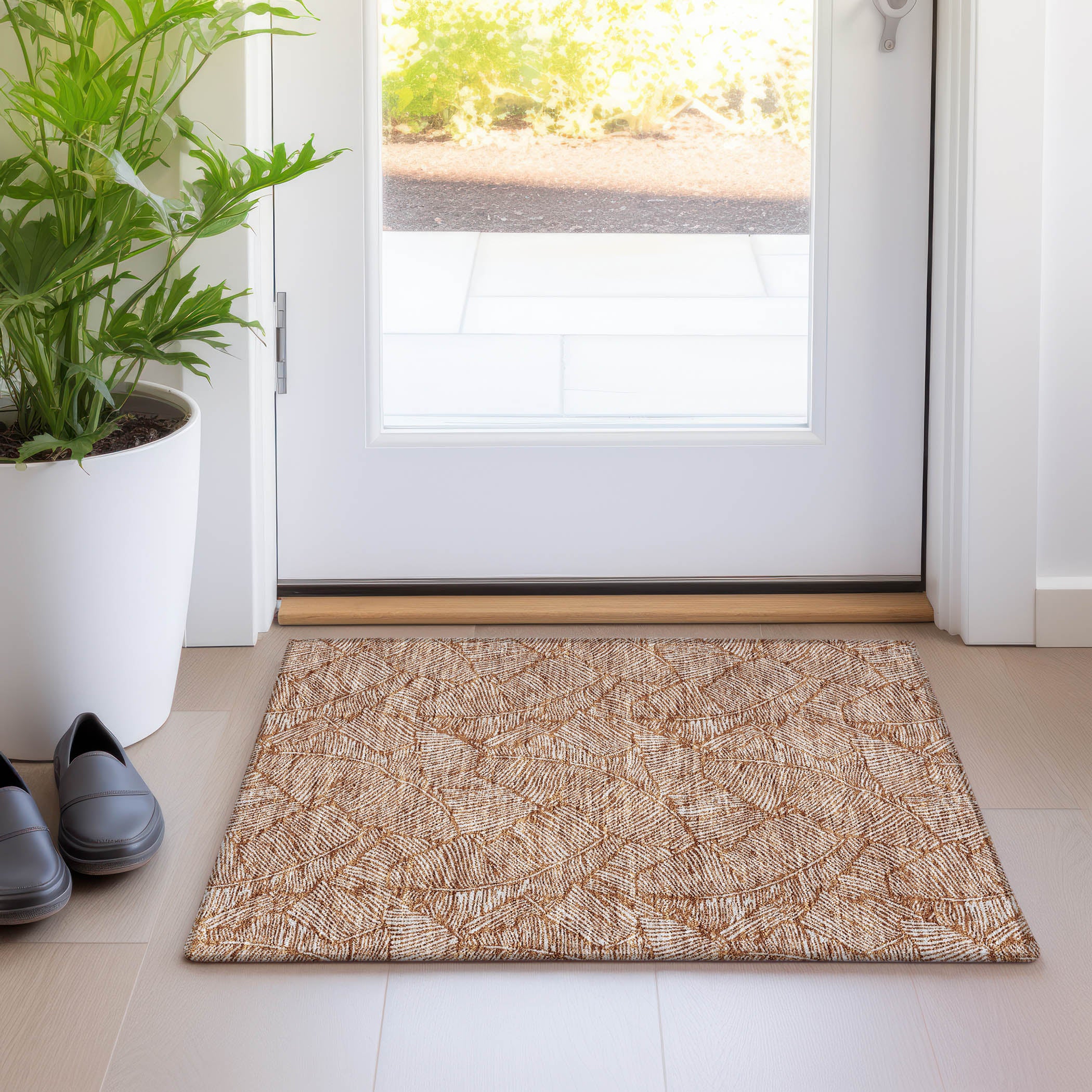 Dubrovnik Machine Washable Transitional Paprika Orange Rug 1'8" x 2'6" #shape_Rectangle