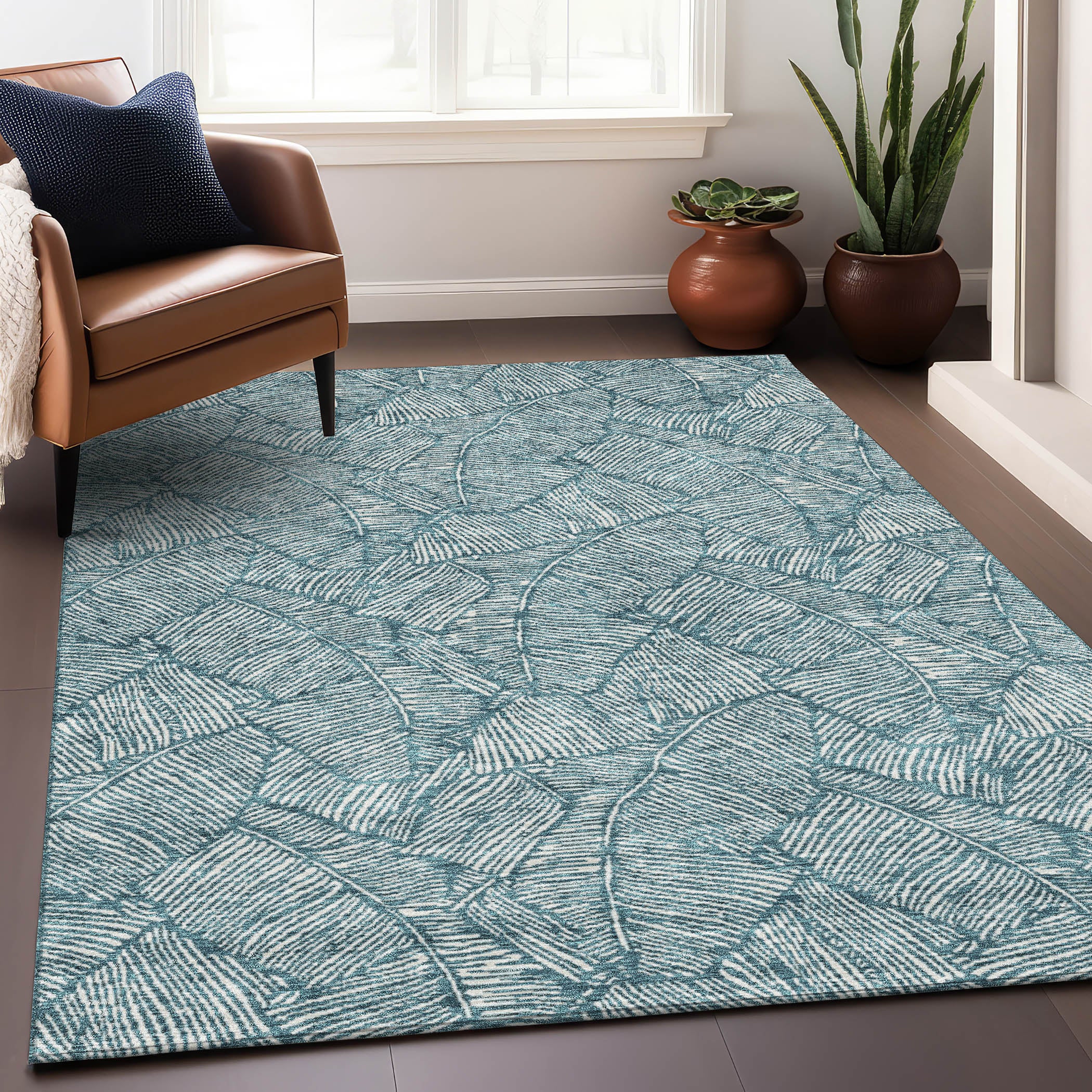 Dubrovnik Machine Washable Transitional Teal Rug 2'6" x 3'10" #shape_Rectangle