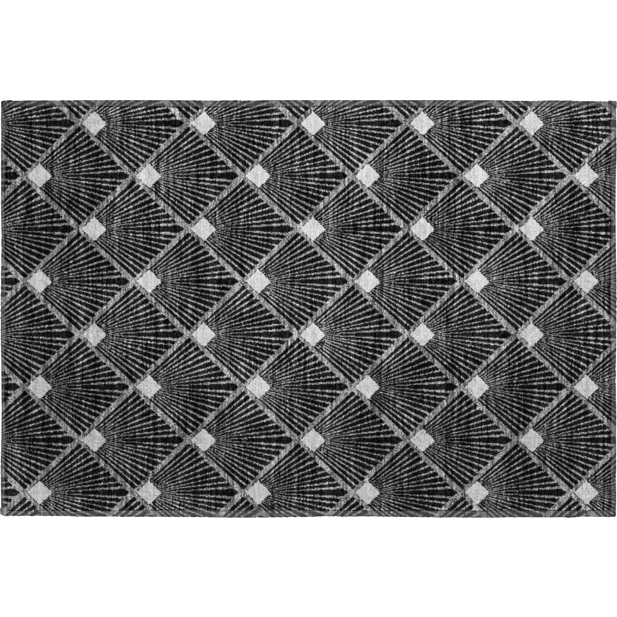 Kotor Machine Washable Transitional Black Rug 1'8" x 2'6" #shape_Rectangle