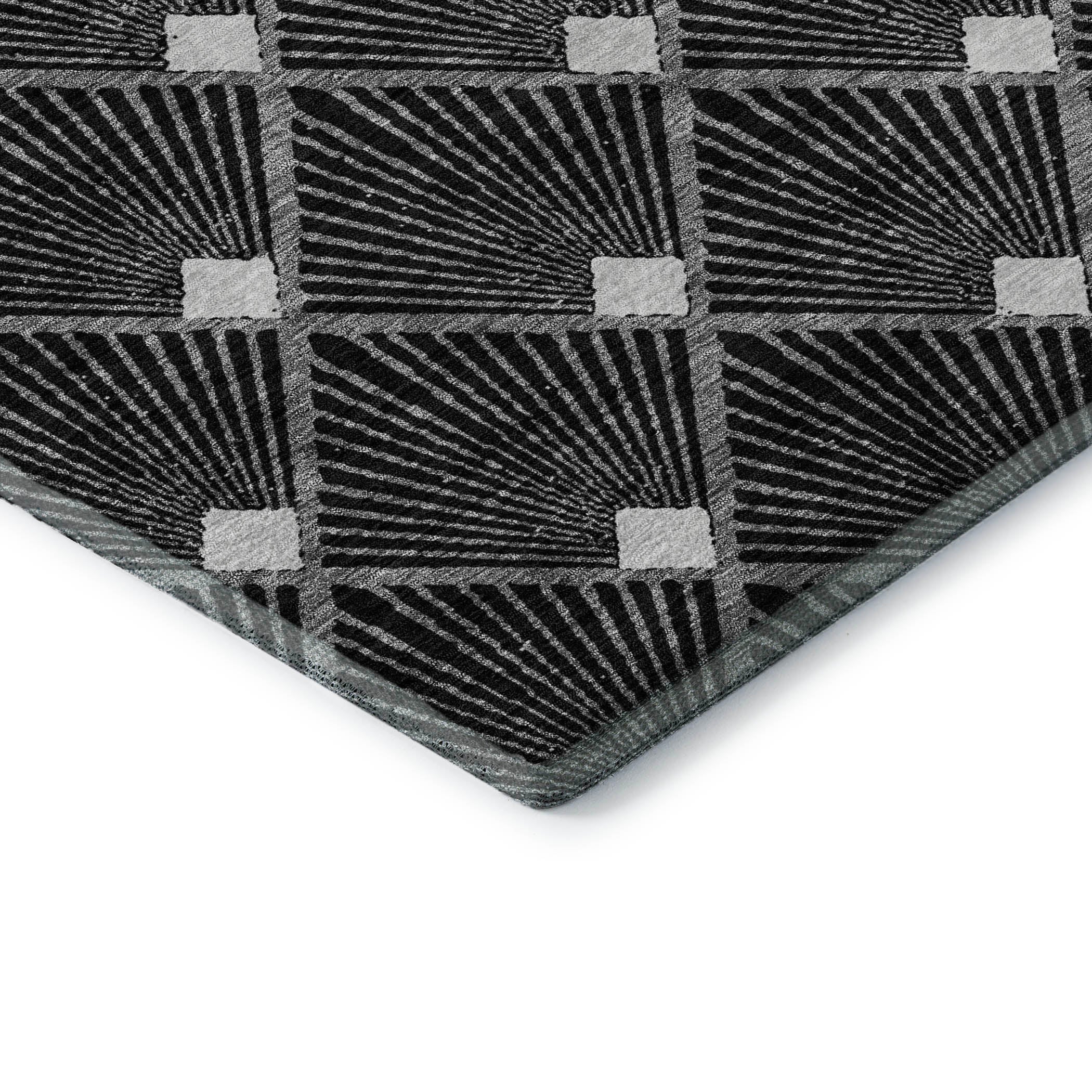 Kotor Machine Washable Transitional Black Rug 1'8" x 2'6" #shape_Rectangle