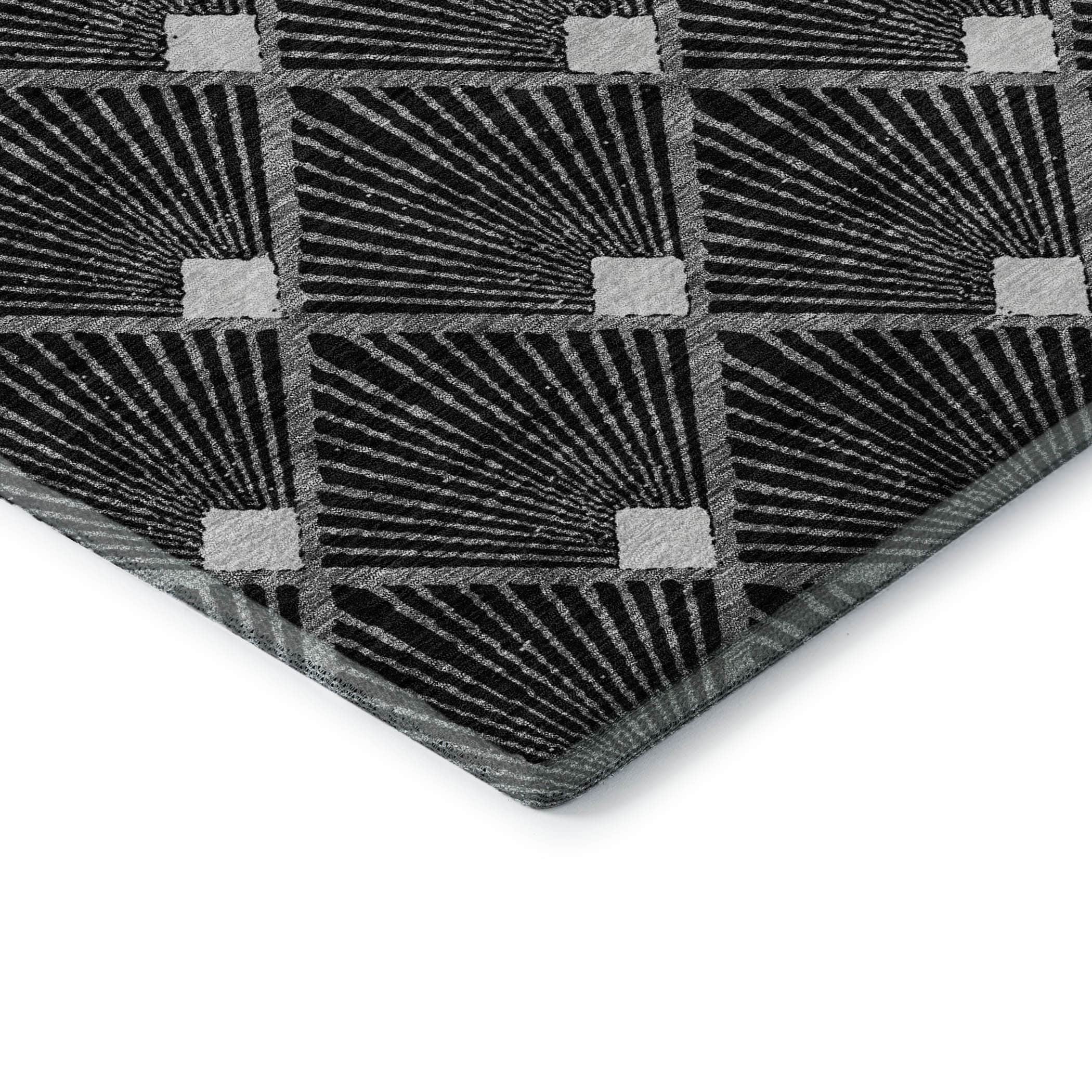 Kotor Machine Washable Transitional Black Rug 1'8" x 2'6" #shape_Rectangle