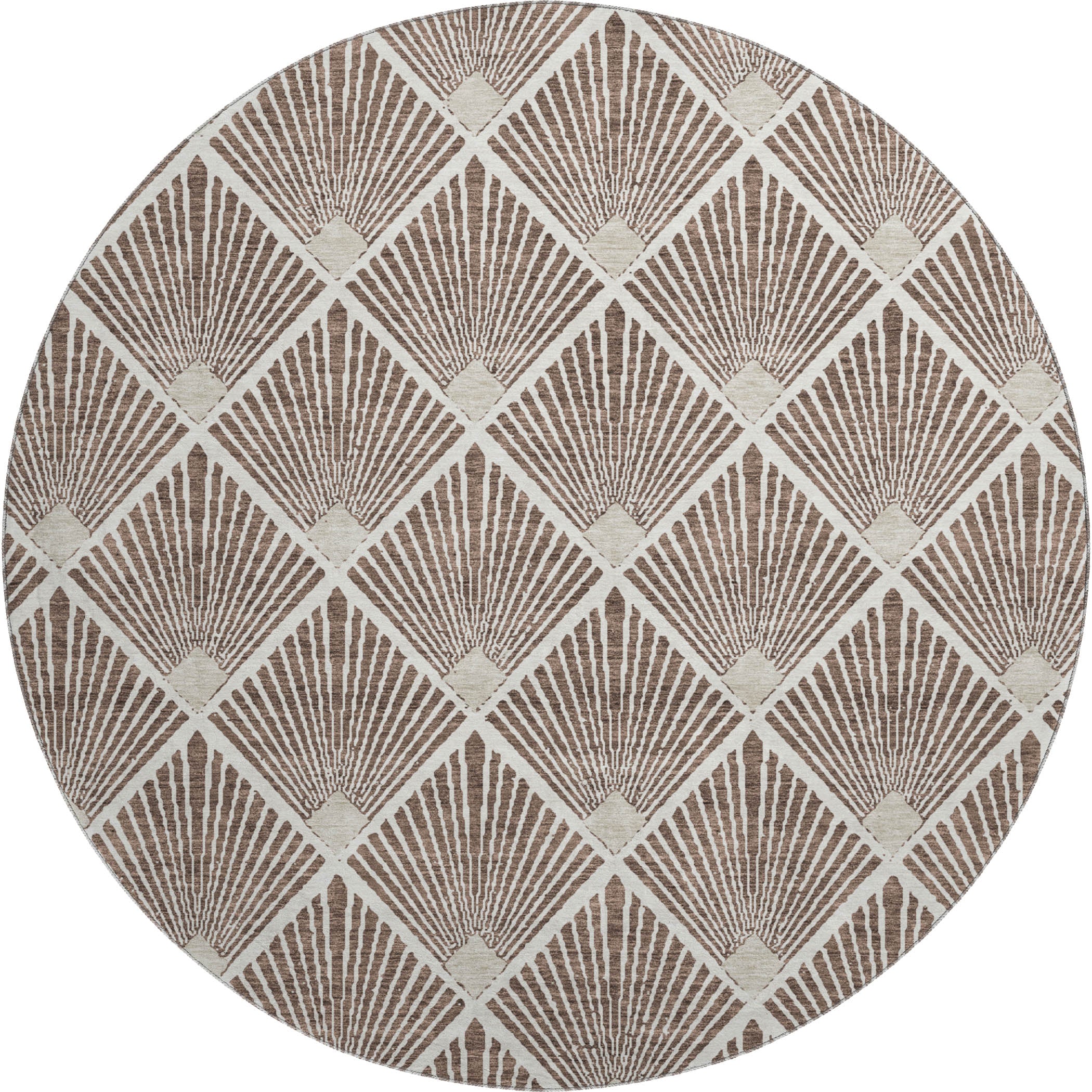 Kotor Machine Washable Transitional Brown Rug 8' x 8' #shape_Round