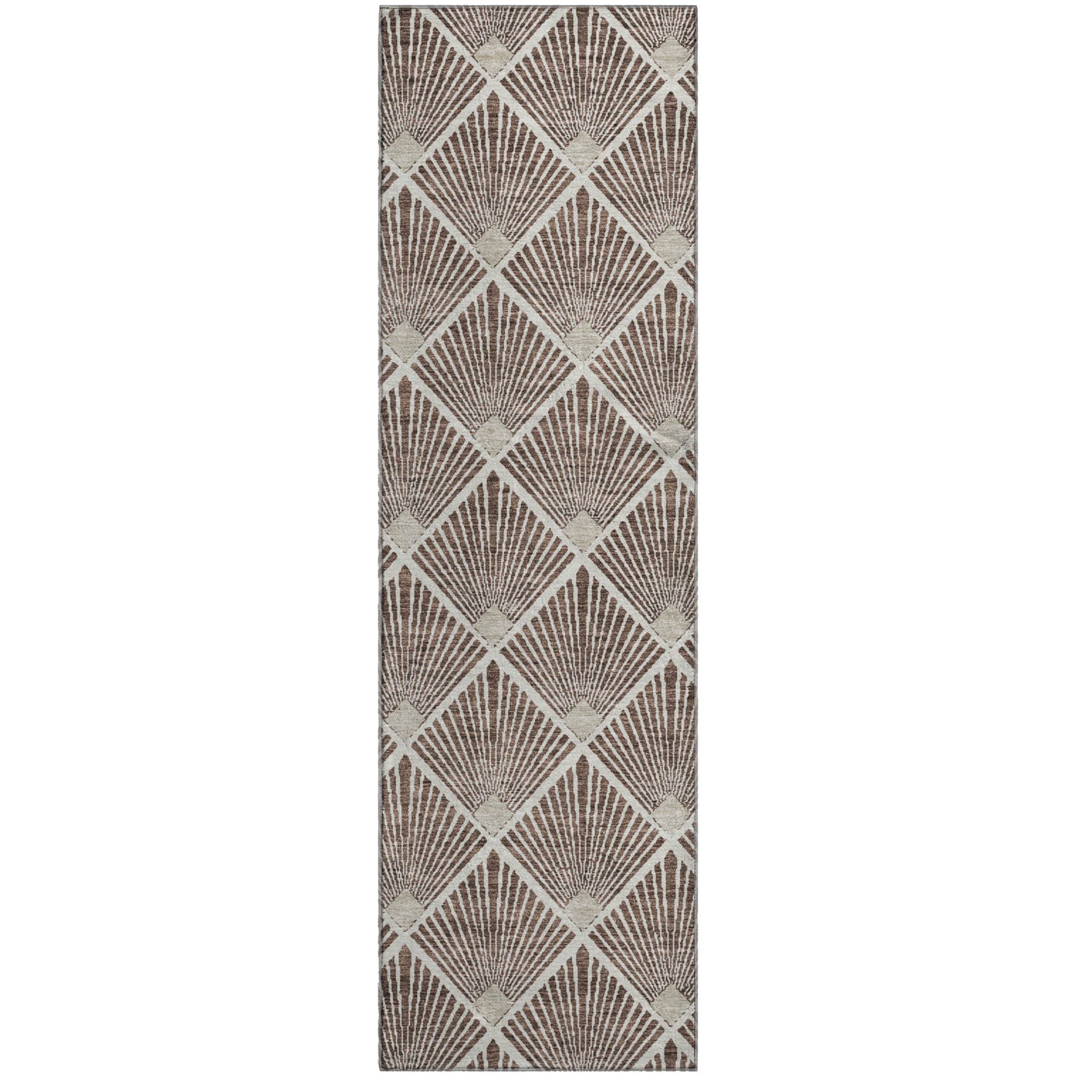 Kotor Machine Washable Transitional Brown Rug 2'3" x 7'6" #shape_Runner