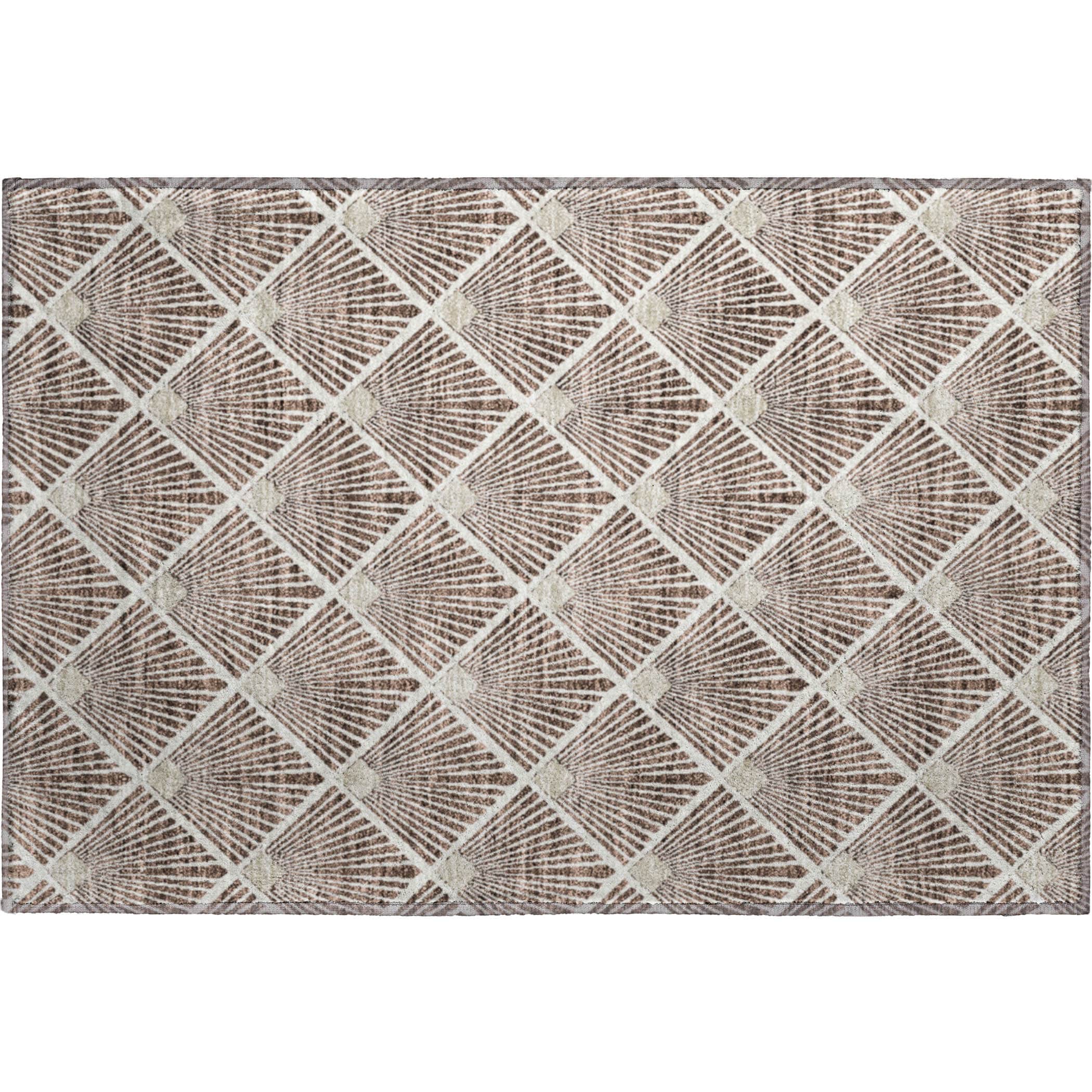 Kotor Machine Washable Transitional Brown Rug 1'8" x 2'6" #shape_Rectangle