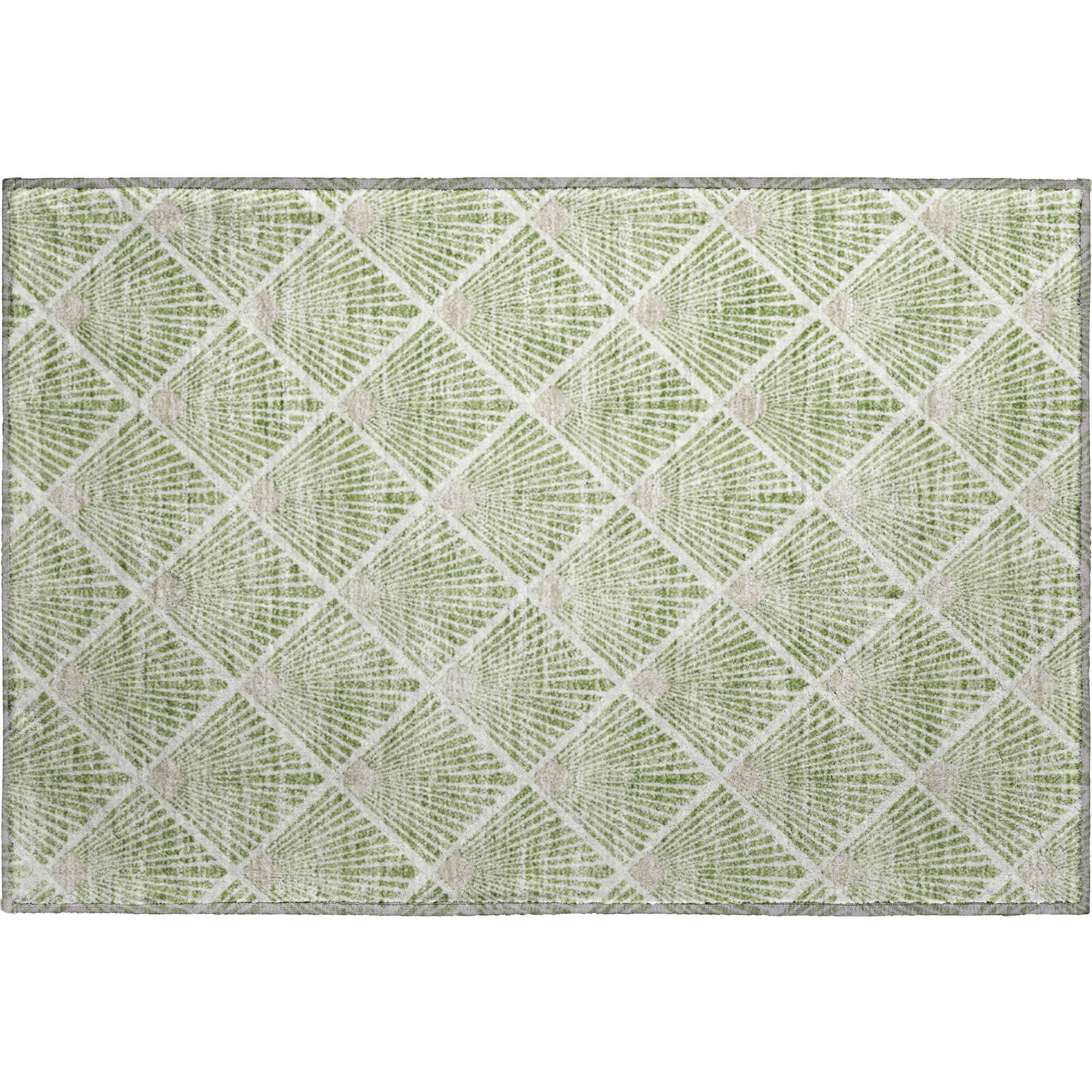 Kotor Machine Washable Transitional Green Rug 1'8" x 2'6" #shape_Rectangle
