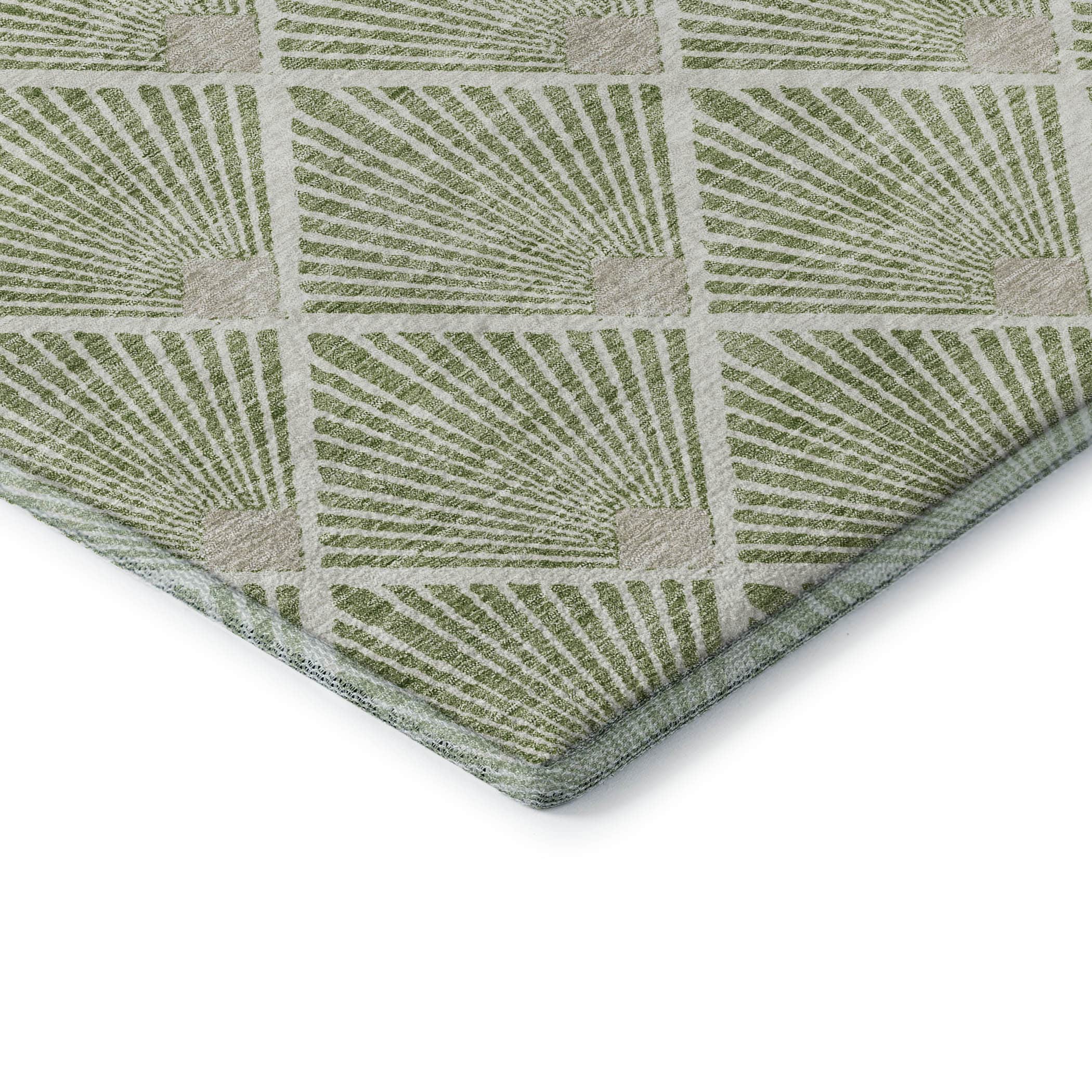 Kotor Machine Washable Transitional Green Rug 1'8" x 2'6" #shape_Rectangle