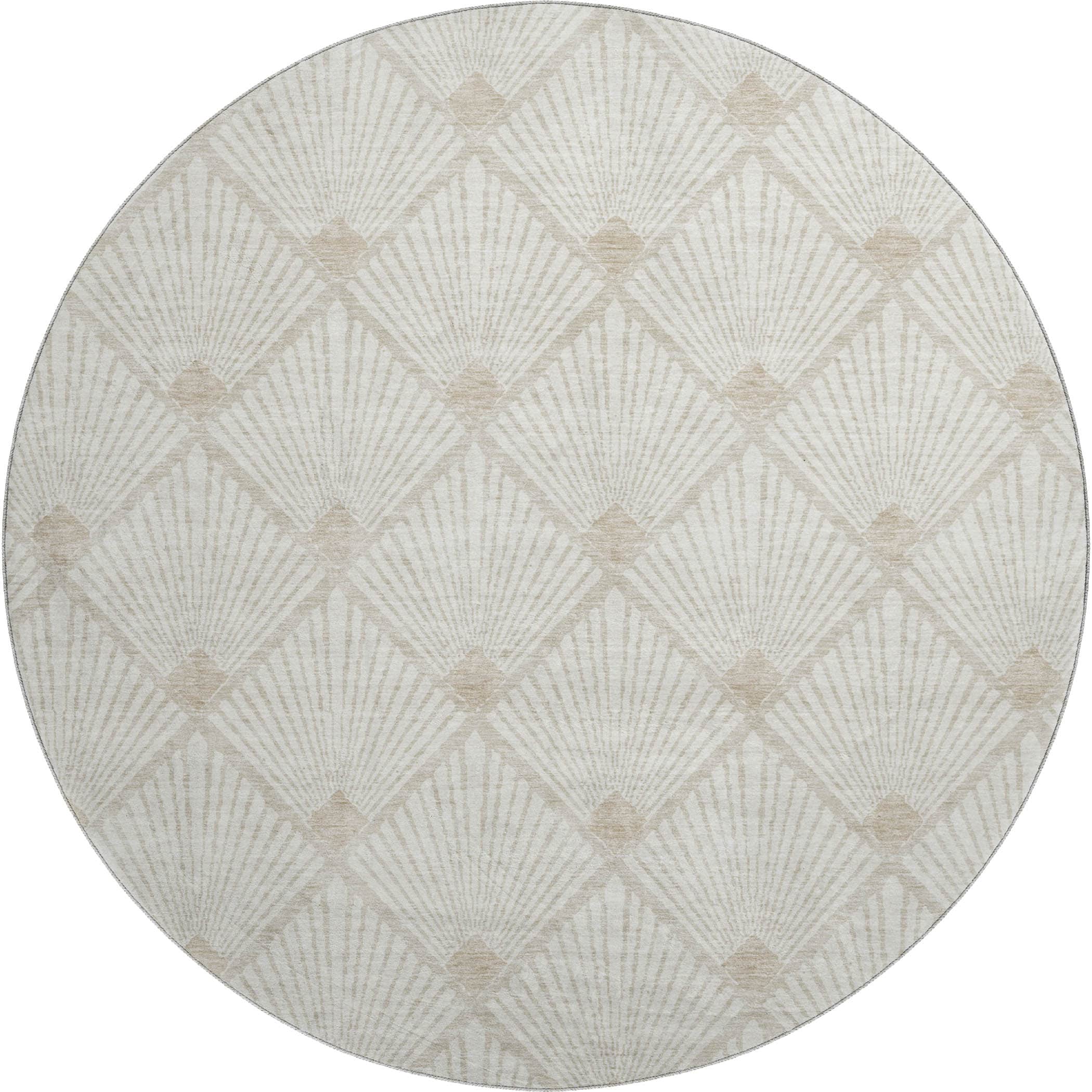 Kotor Machine Washable Transitional Ivory Rug 8' x 8' #shape_Round