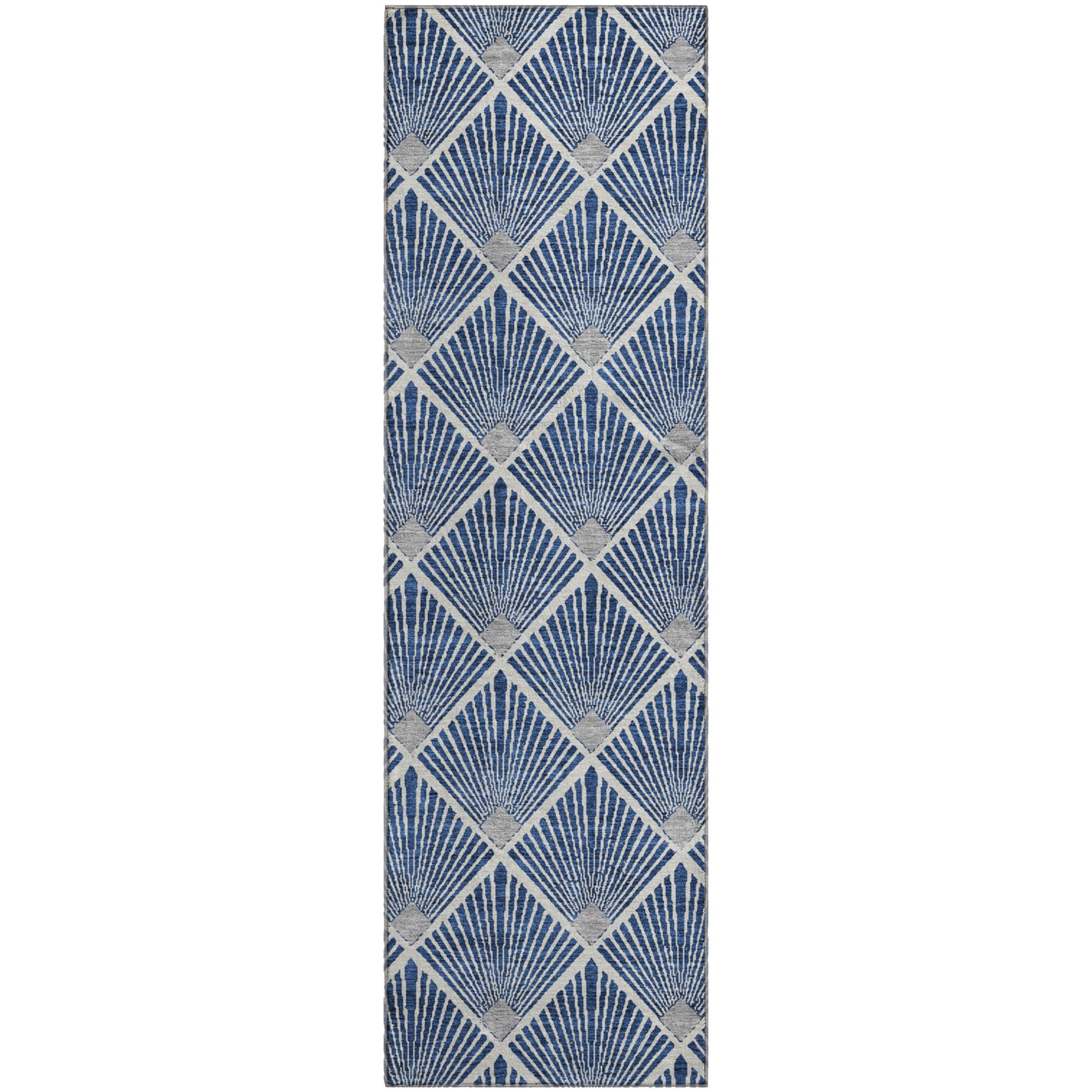Kotor Machine Washable Transitional Navy Blue Rug 2'3" x 7'6" #shape_Runner