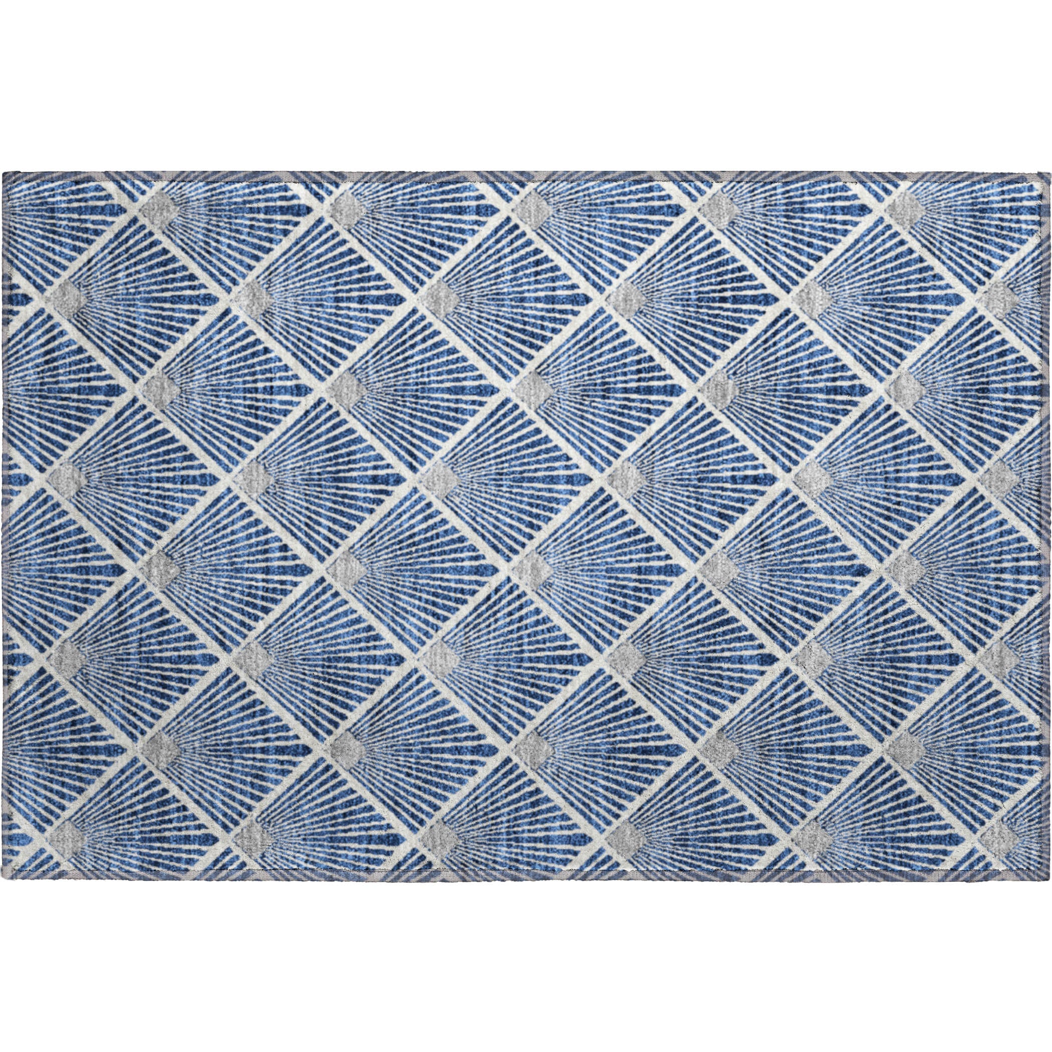 Kotor Machine Washable Transitional Navy Blue Rug 1'8" x 2'6" #shape_Rectangle