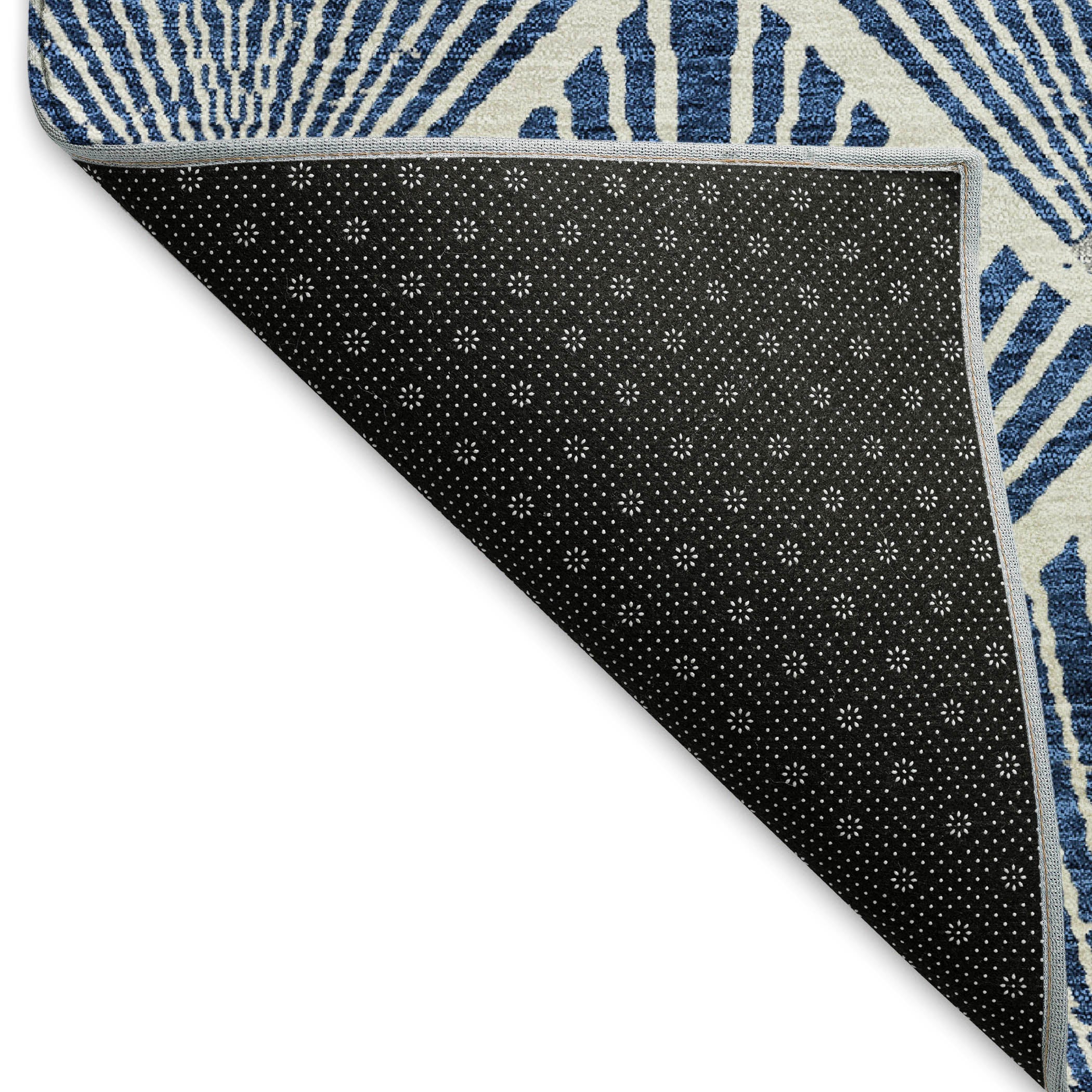 Kotor Machine Washable Transitional Navy Blue Rug 1'8" x 2'6" #shape_Rectangle