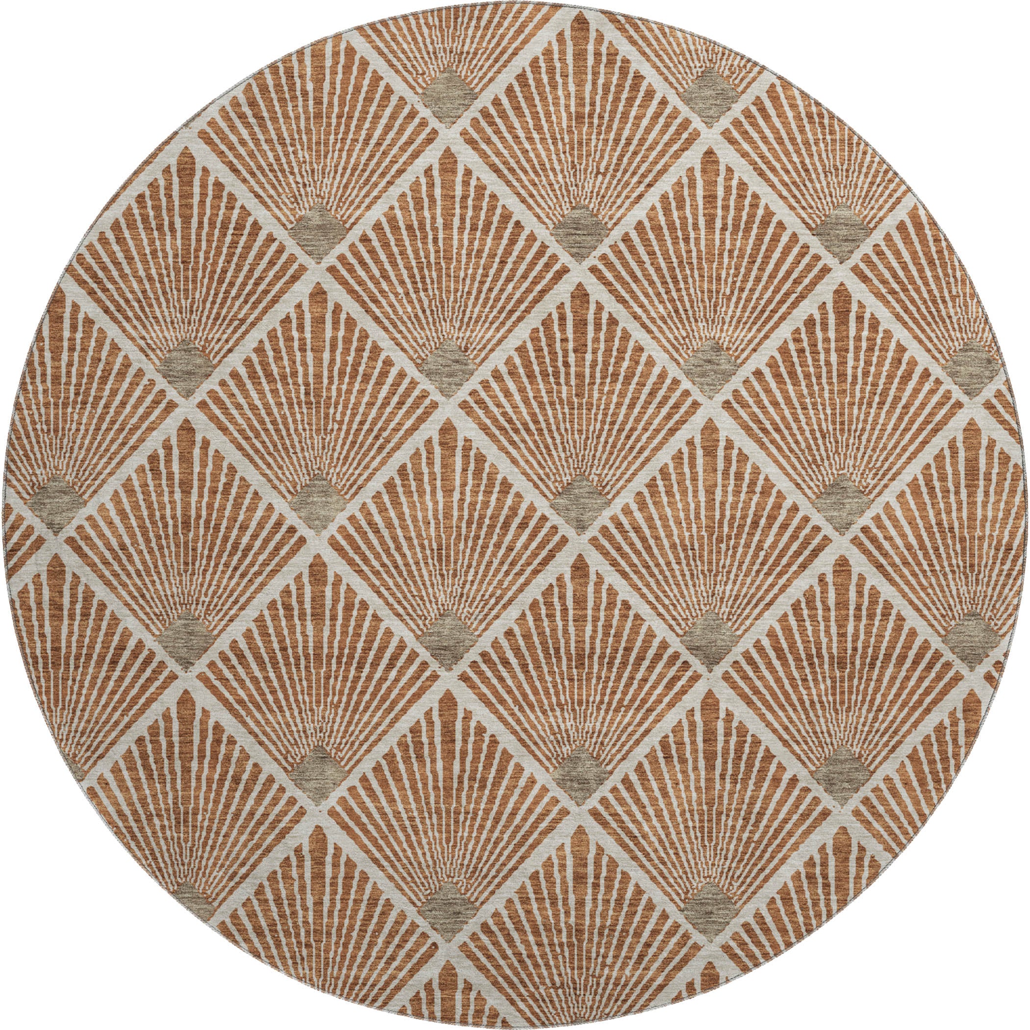 Kotor Machine Washable Transitional Paprika Orange Rug 8' x 8' #shape_Round