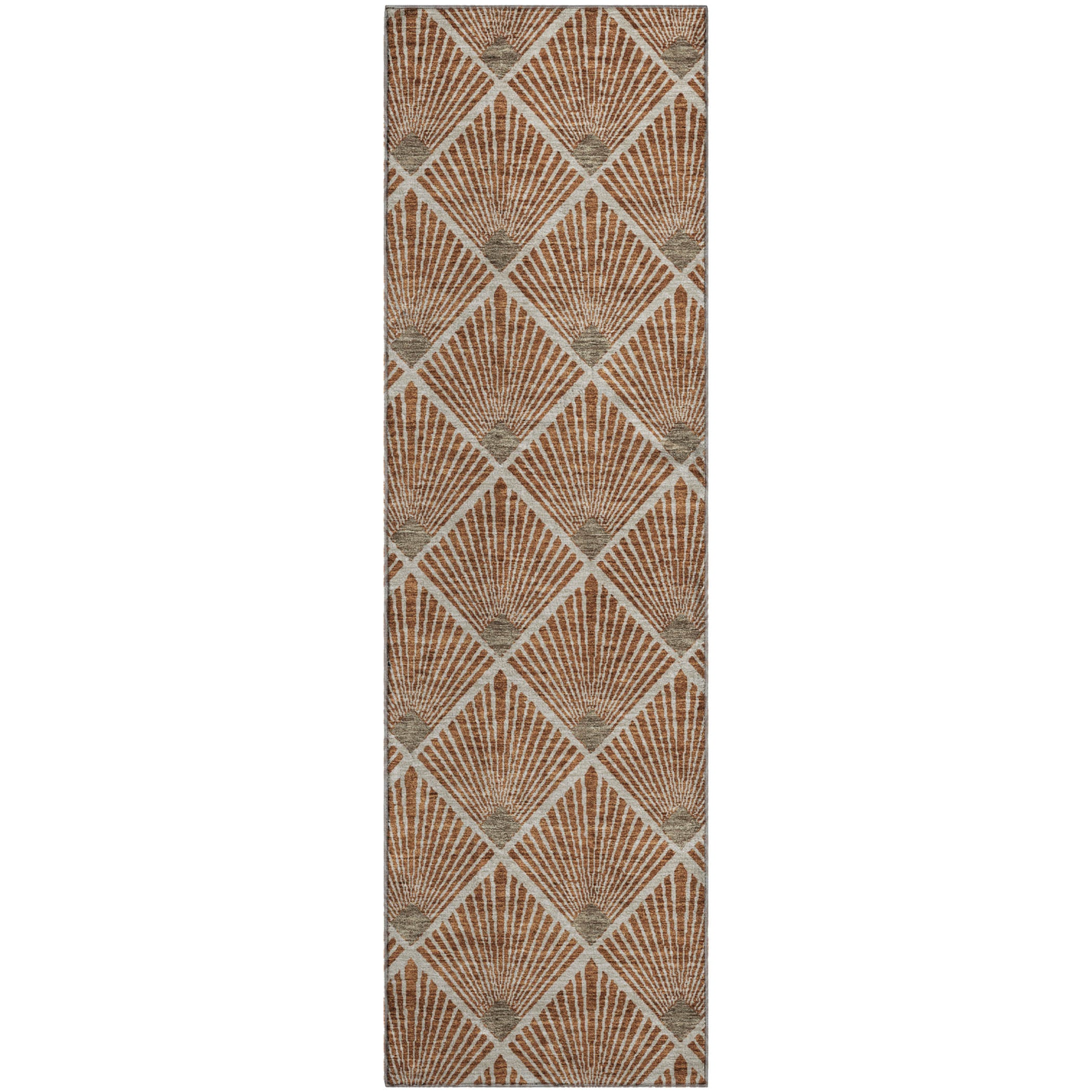 Kotor Machine Washable Transitional Paprika Orange Rug 2'3" x 7'6" #shape_Runner