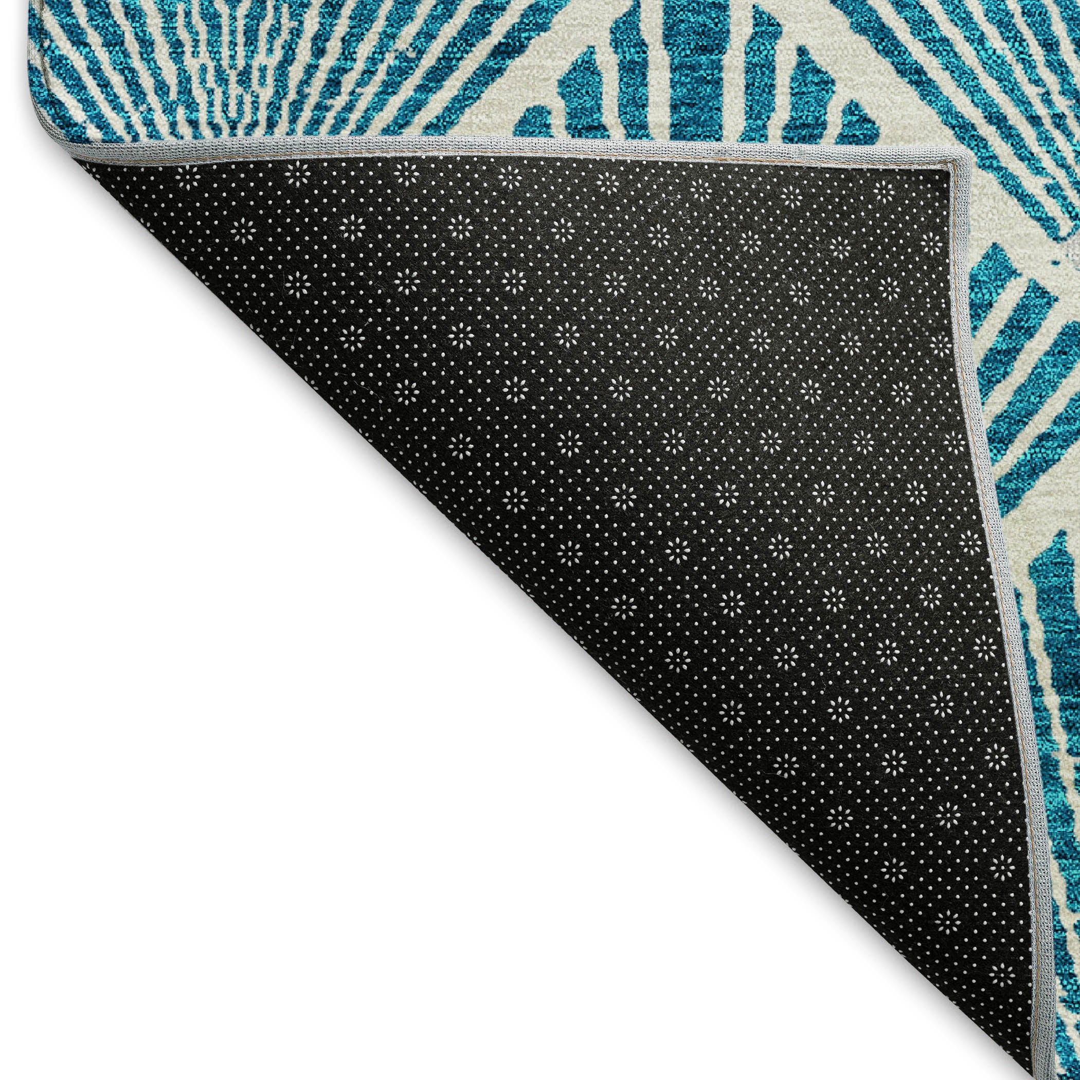 Kotor Machine Washable Transitional Teal Rug 1'8" x 2'6" #shape_Rectangle