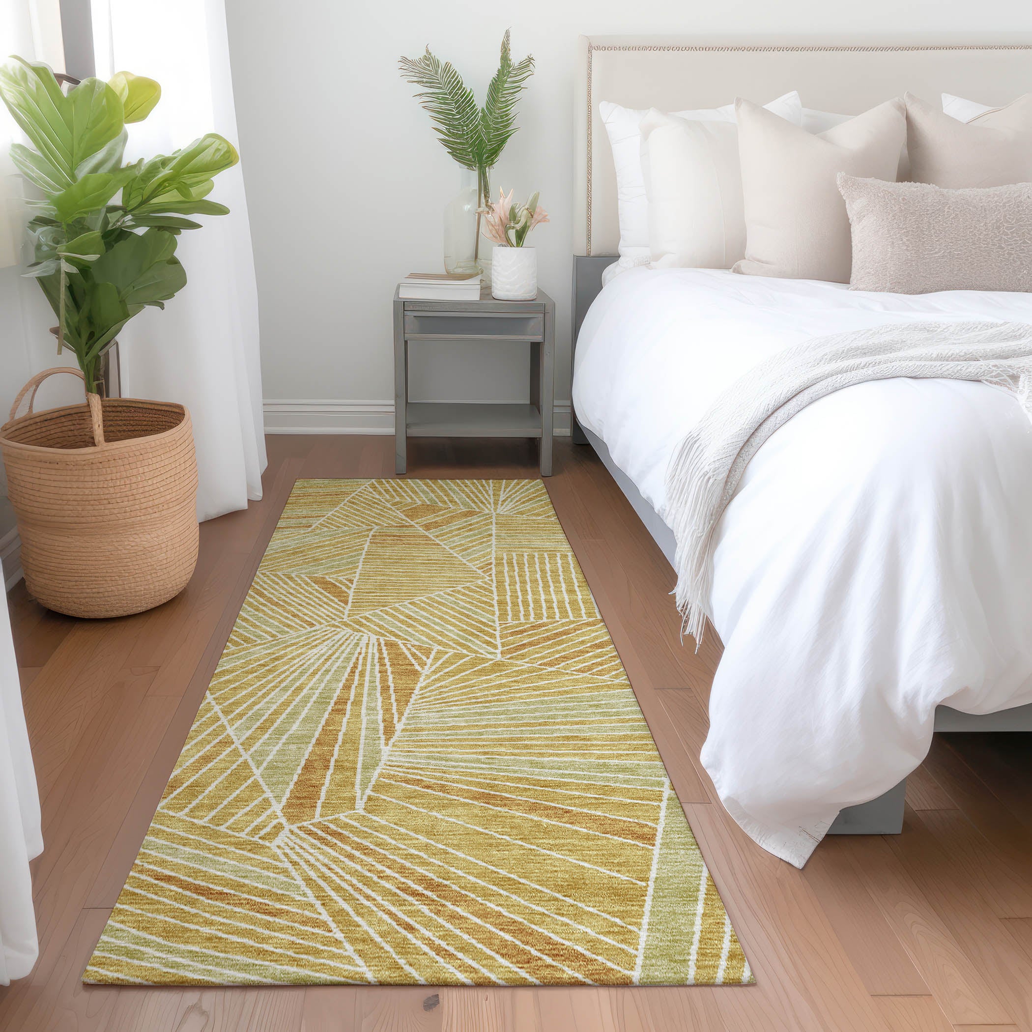Siena Machine Washable Transitional Gold Rug 2'3" x 7'6" #shape_Runner