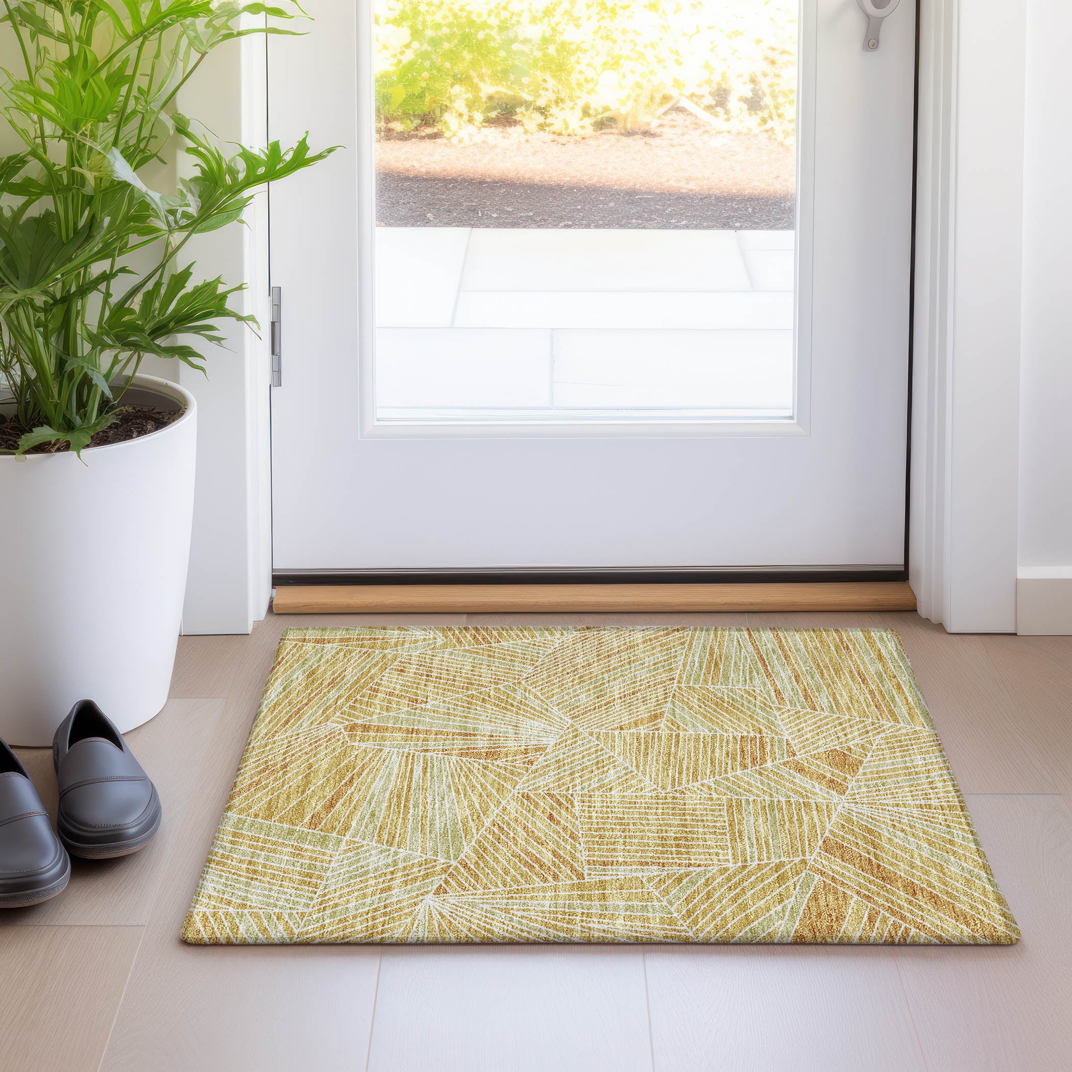 Siena Machine Washable Transitional Gold Rug 1'8" x 2'6" #shape_Rectangle