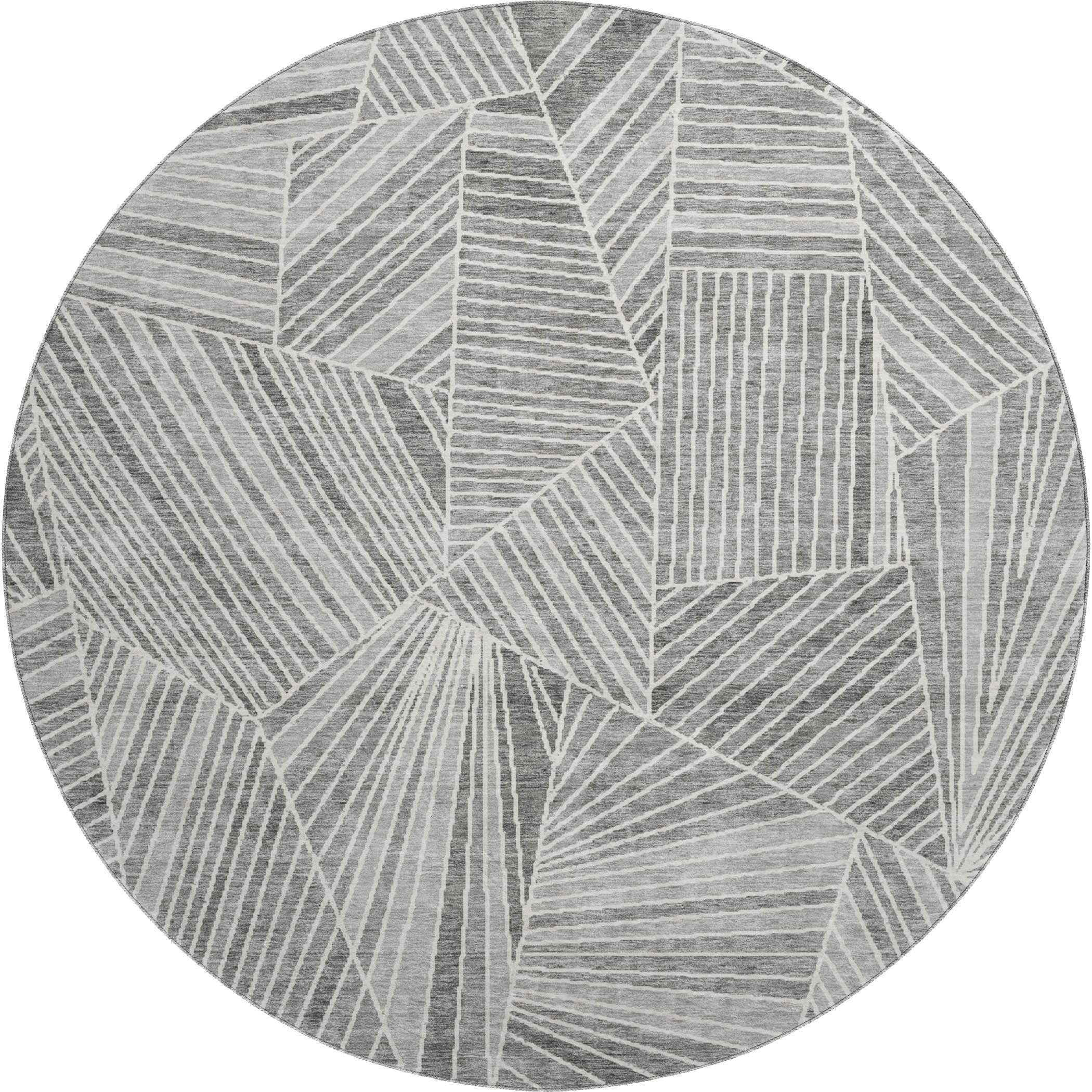 Siena Machine Washable Transitional Gray Rug 8' x 8' #shape_Round