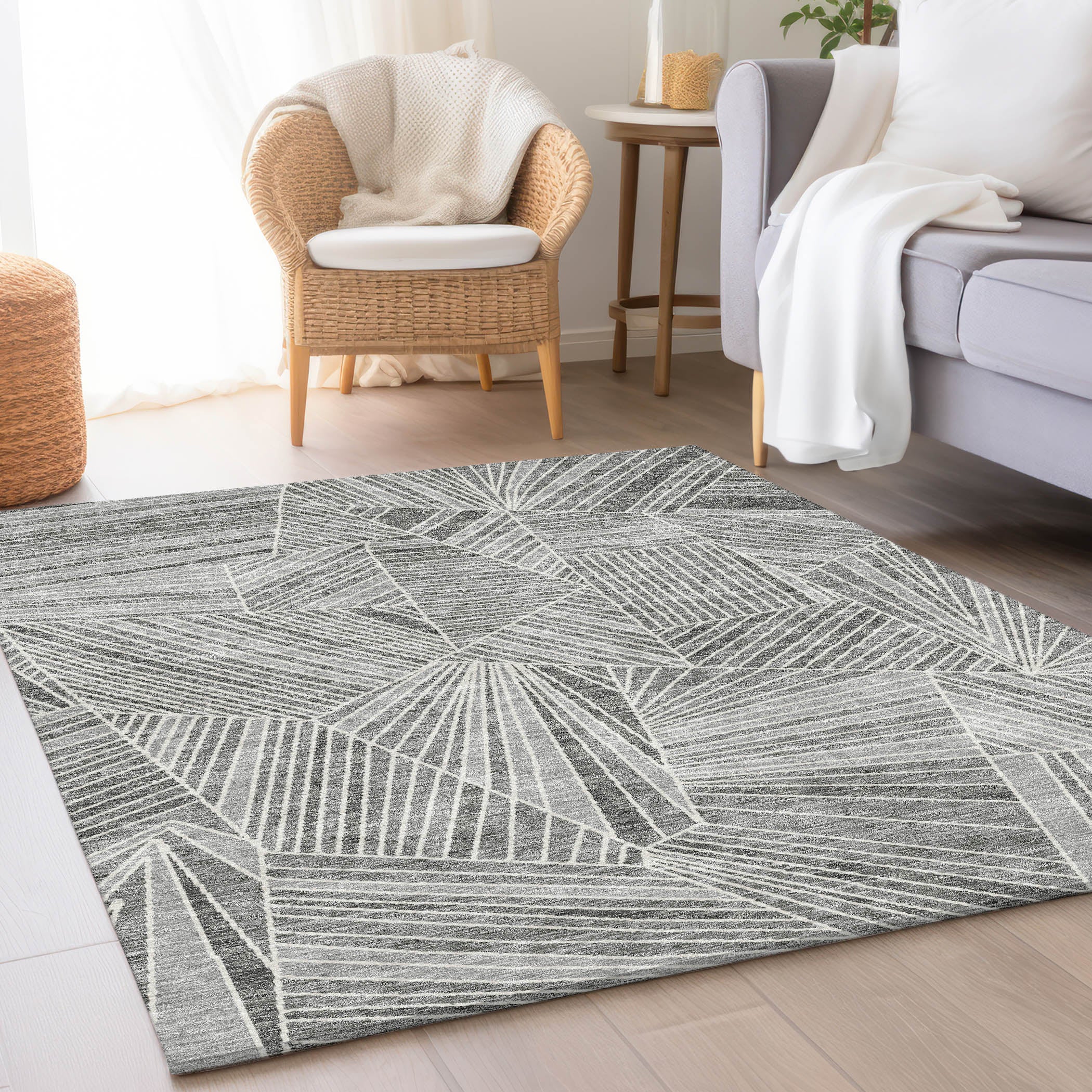Siena Machine Washable Transitional Gray Rug 2'6" x 3'10" #shape_Rectangle