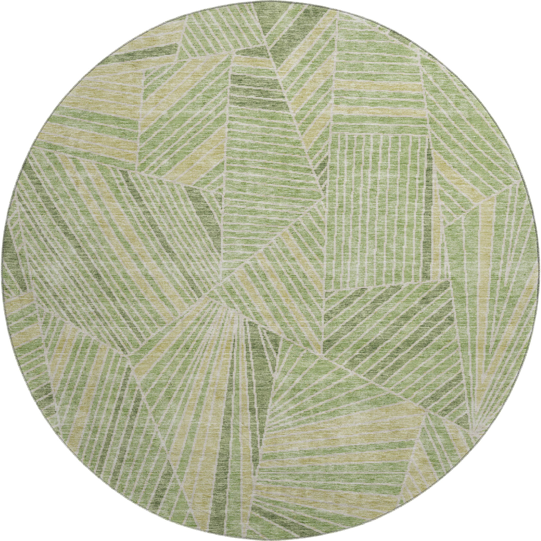 Siena Machine Washable Transitional Green Rug 8' x 8' #shape_Round