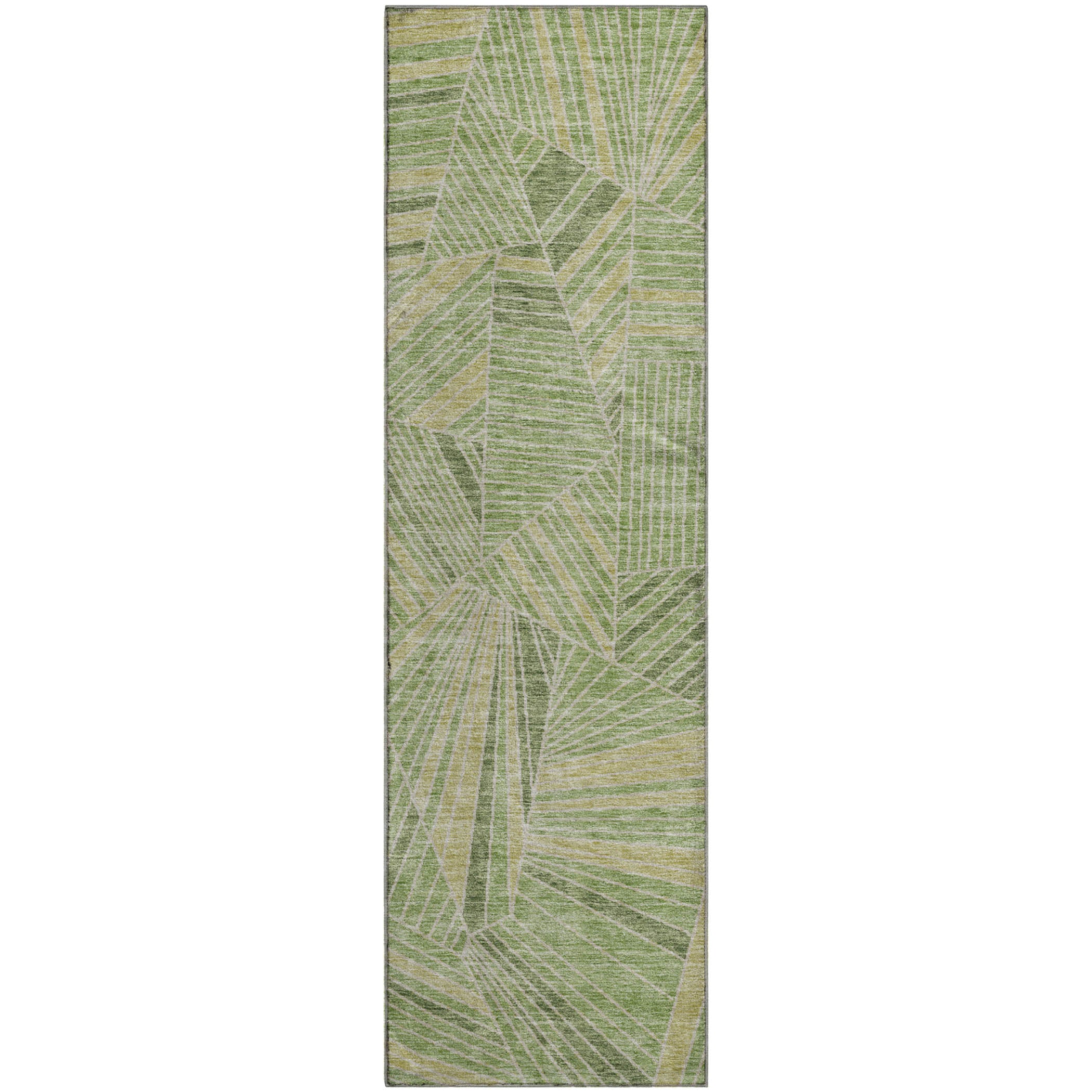 Siena Machine Washable Transitional Green Rug 2'3" x 7'6" #shape_Runner
