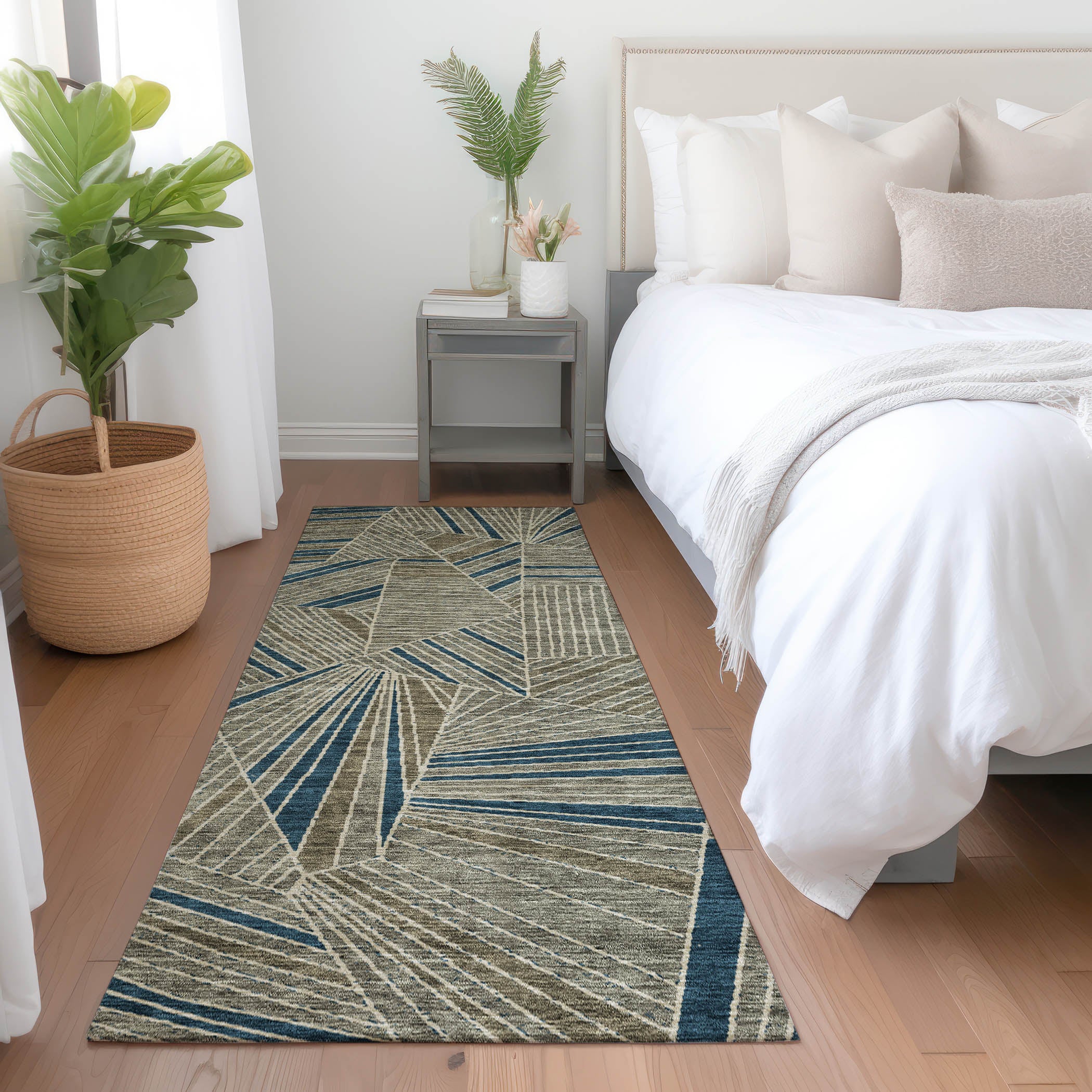 Siena Machine Washable Transitional Taupe Brown Rug 2'3" x 7'6" #shape_Runner