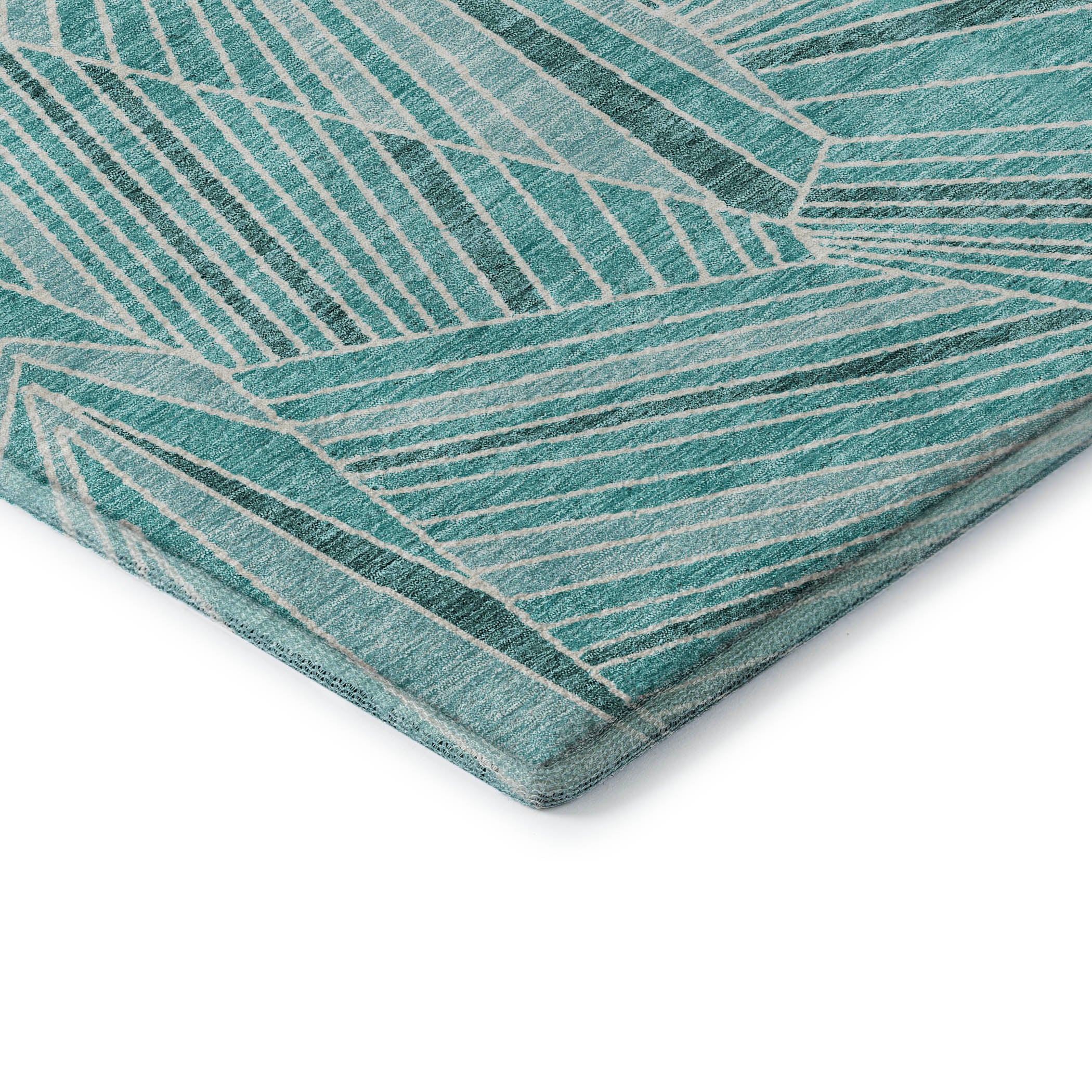 Siena Machine Washable Transitional Teal Rug 1'8" x 2'6" #shape_Rectangle