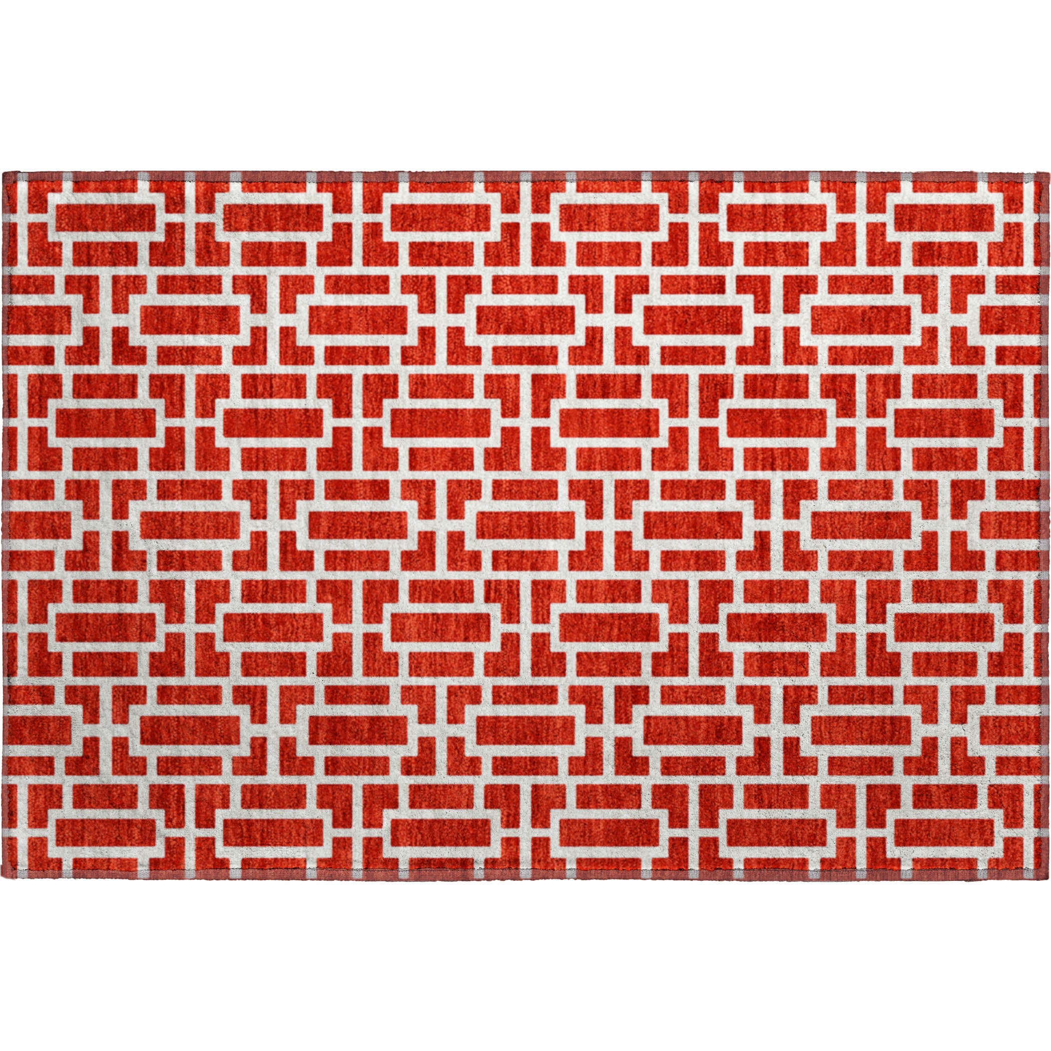Seoul Machine Washable Transitional Red Rug 1'8" x 2'6" #shape_Rectangle