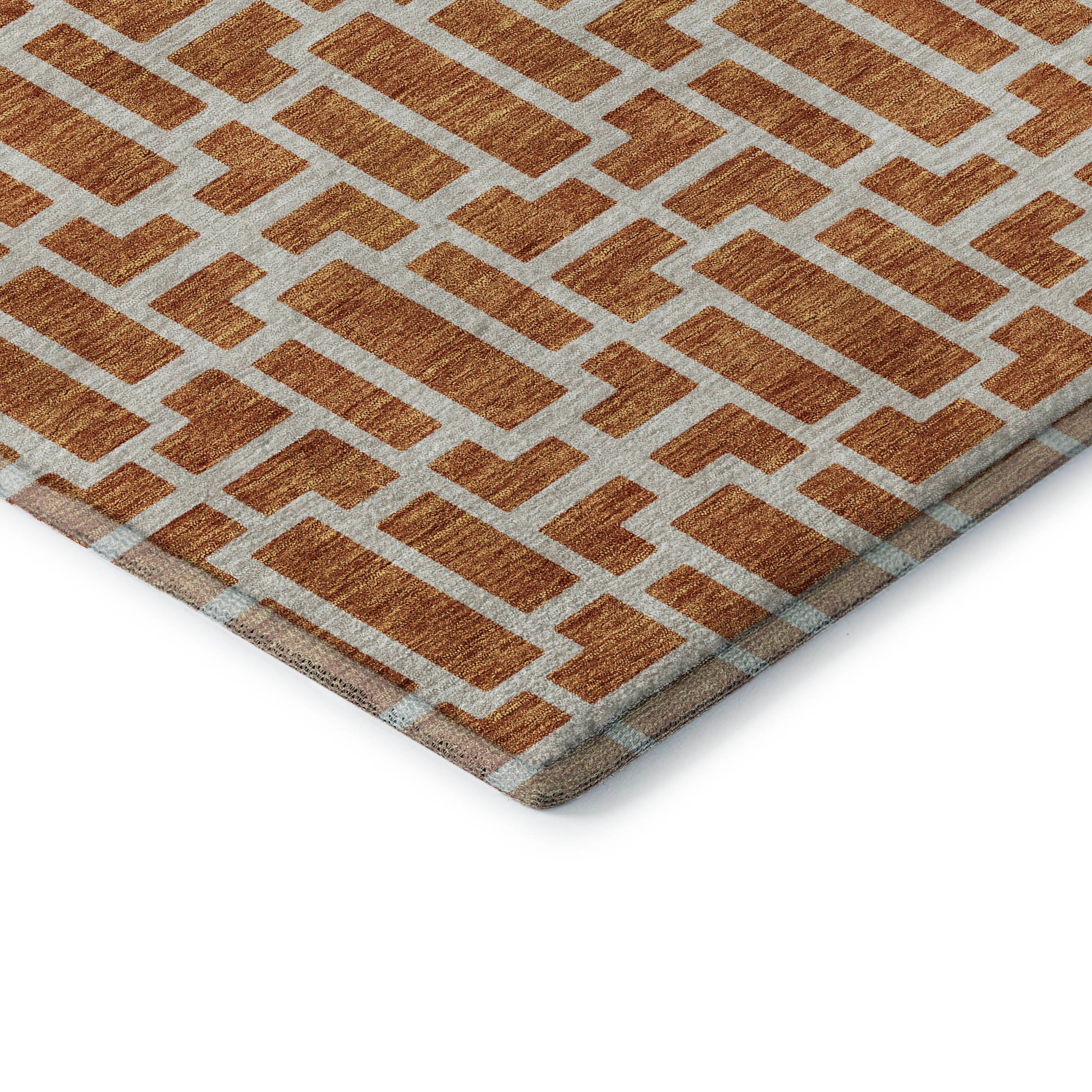 Seoul Machine Washable Transitional Terracotta Orange Rug 1'8" x 2'6" #shape_Rectangle