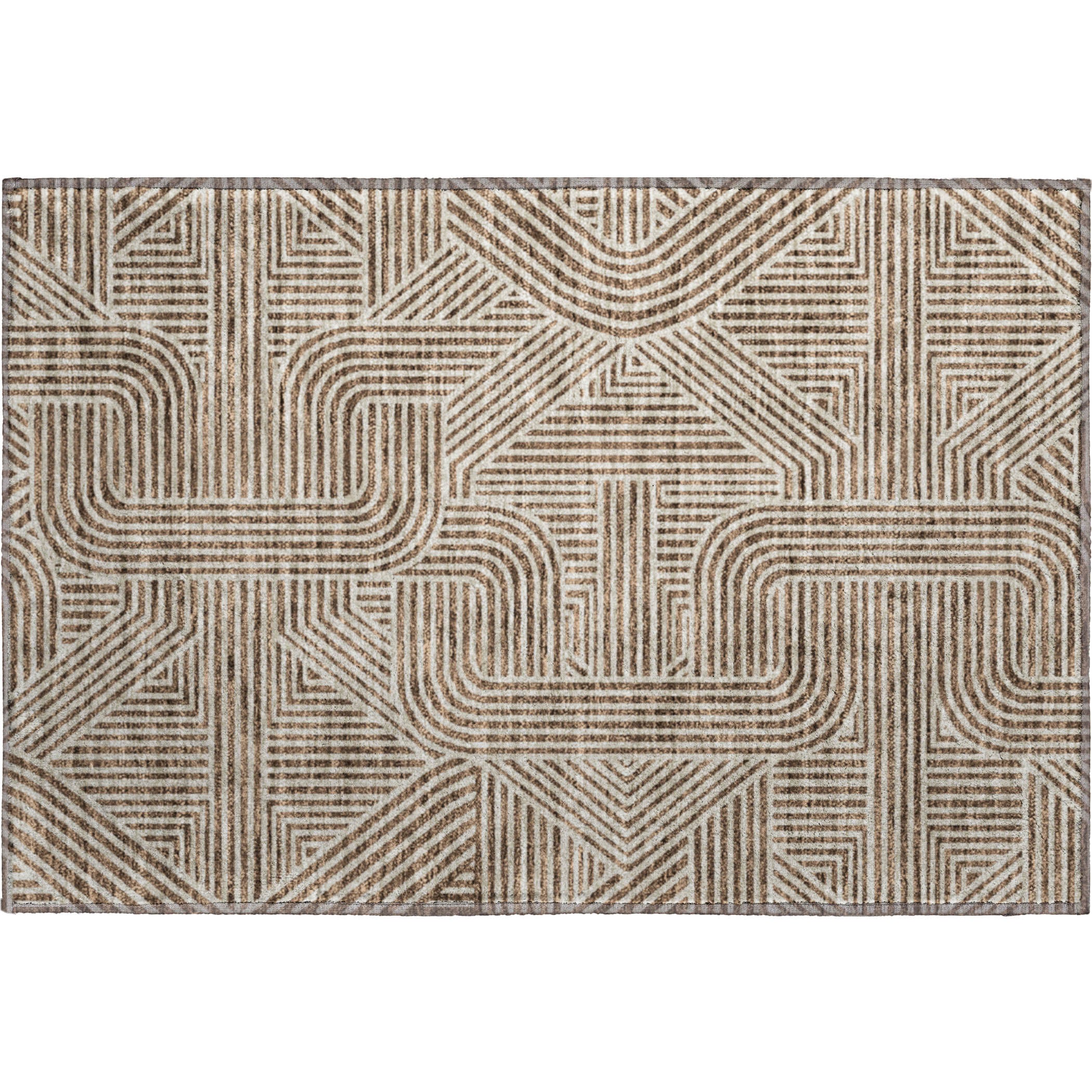 Prague Machine Washable Transitional Brown Rug 1'8" x 2'6" #shape_Rectangle