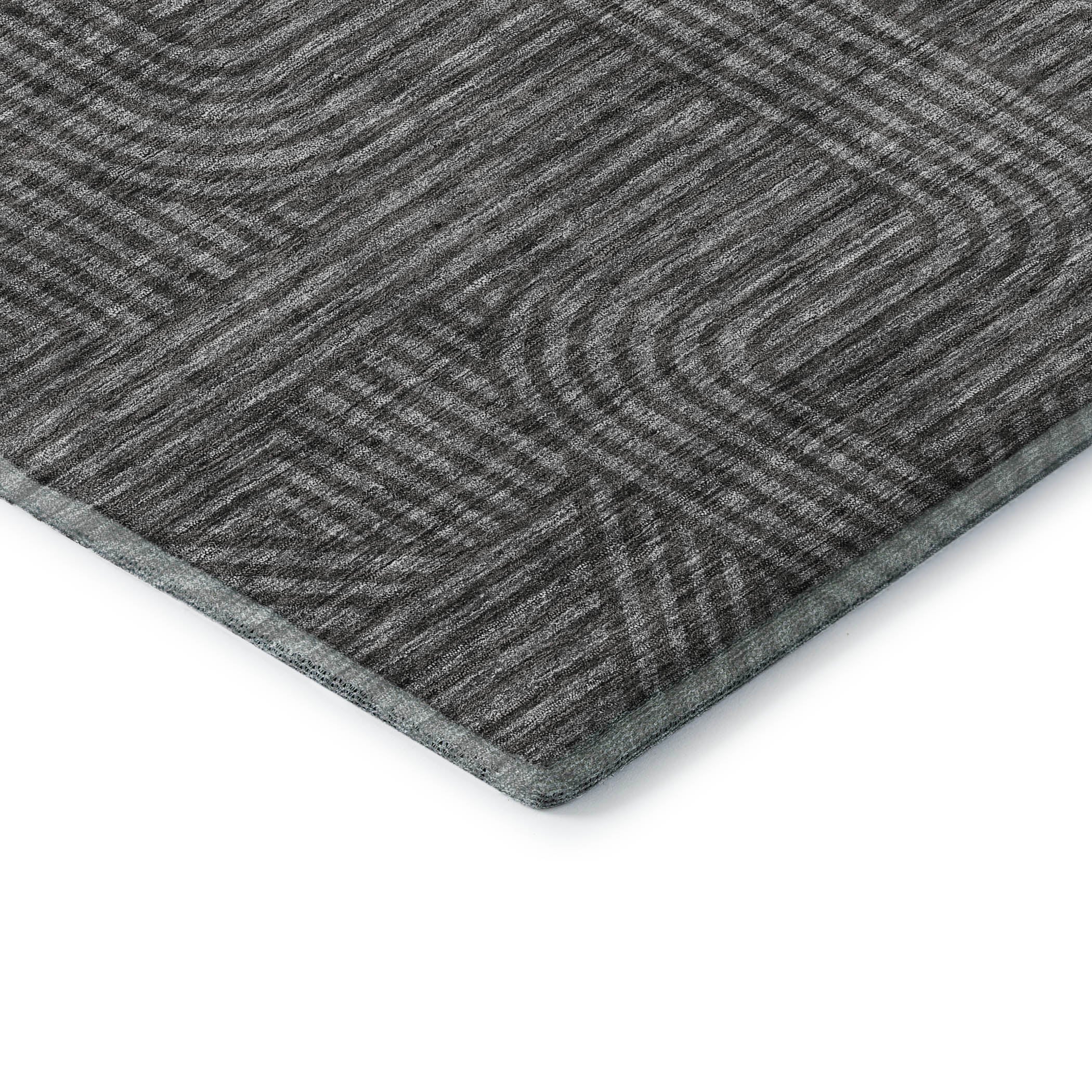 Prague Machine Washable Transitional Charcoal Gray Rug 1'8" x 2'6" #shape_Rectangle