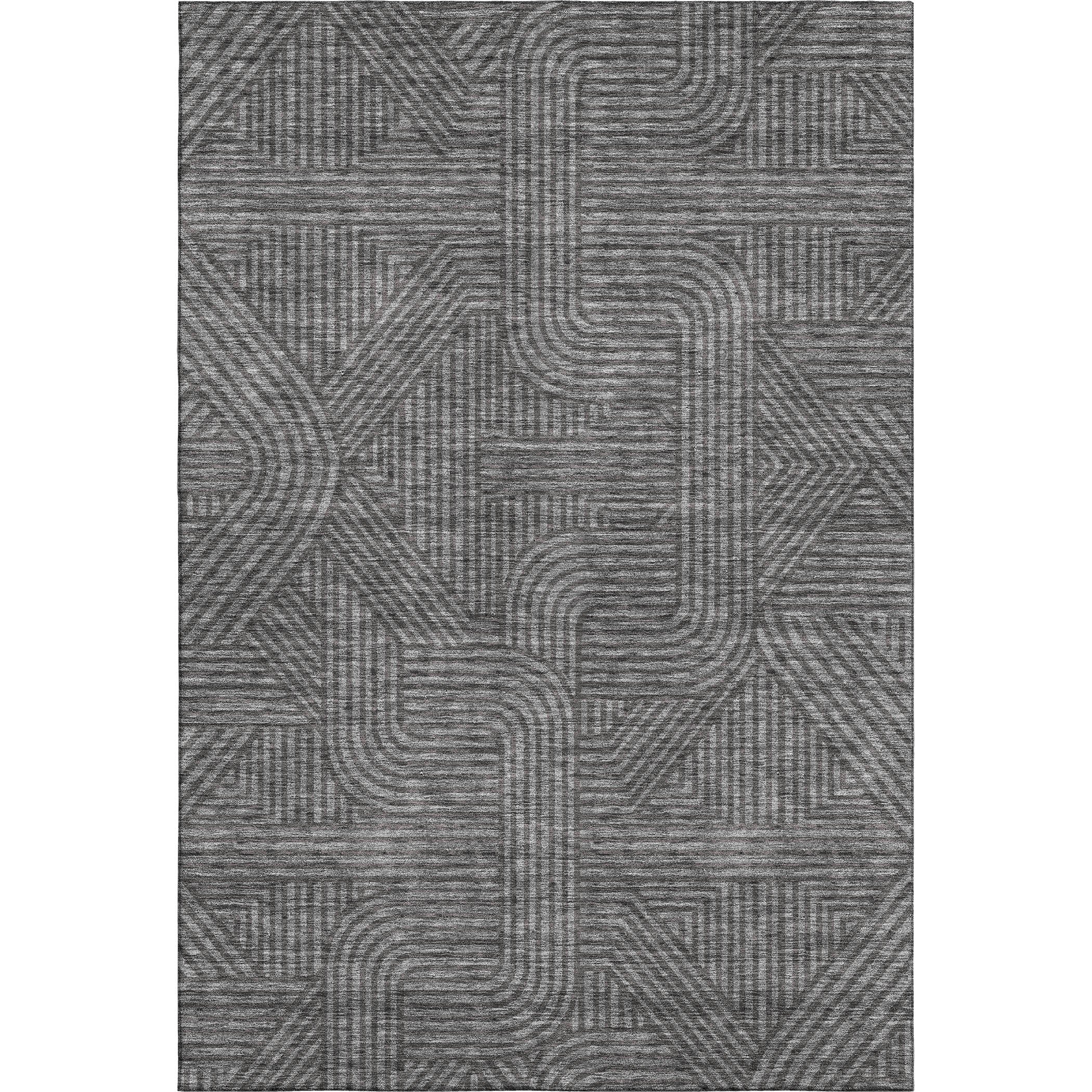 Prague Machine Washable Transitional Charcoal Gray Rug 2'6" x 3'10" #shape_Rectangle