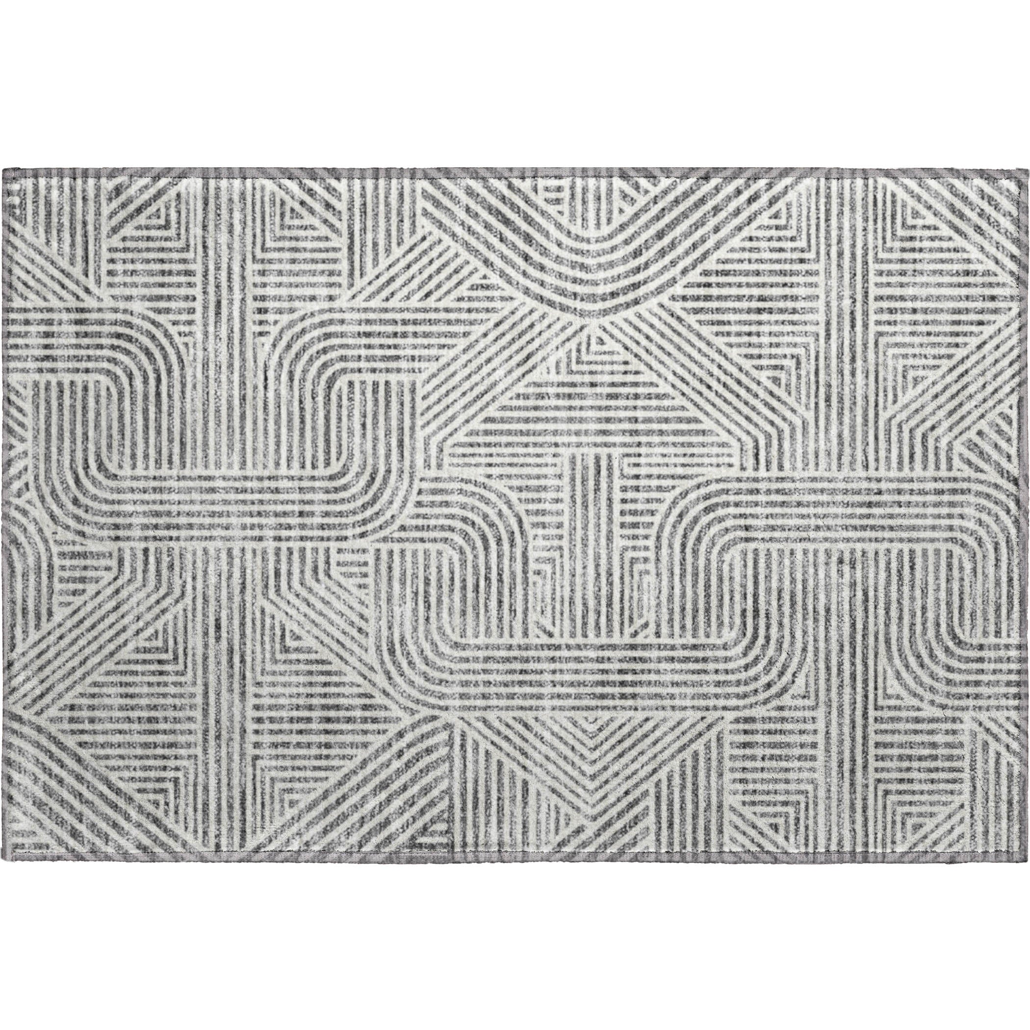 Prague Machine Washable Transitional Gray Rug 1'8" x 2'6" #shape_Rectangle