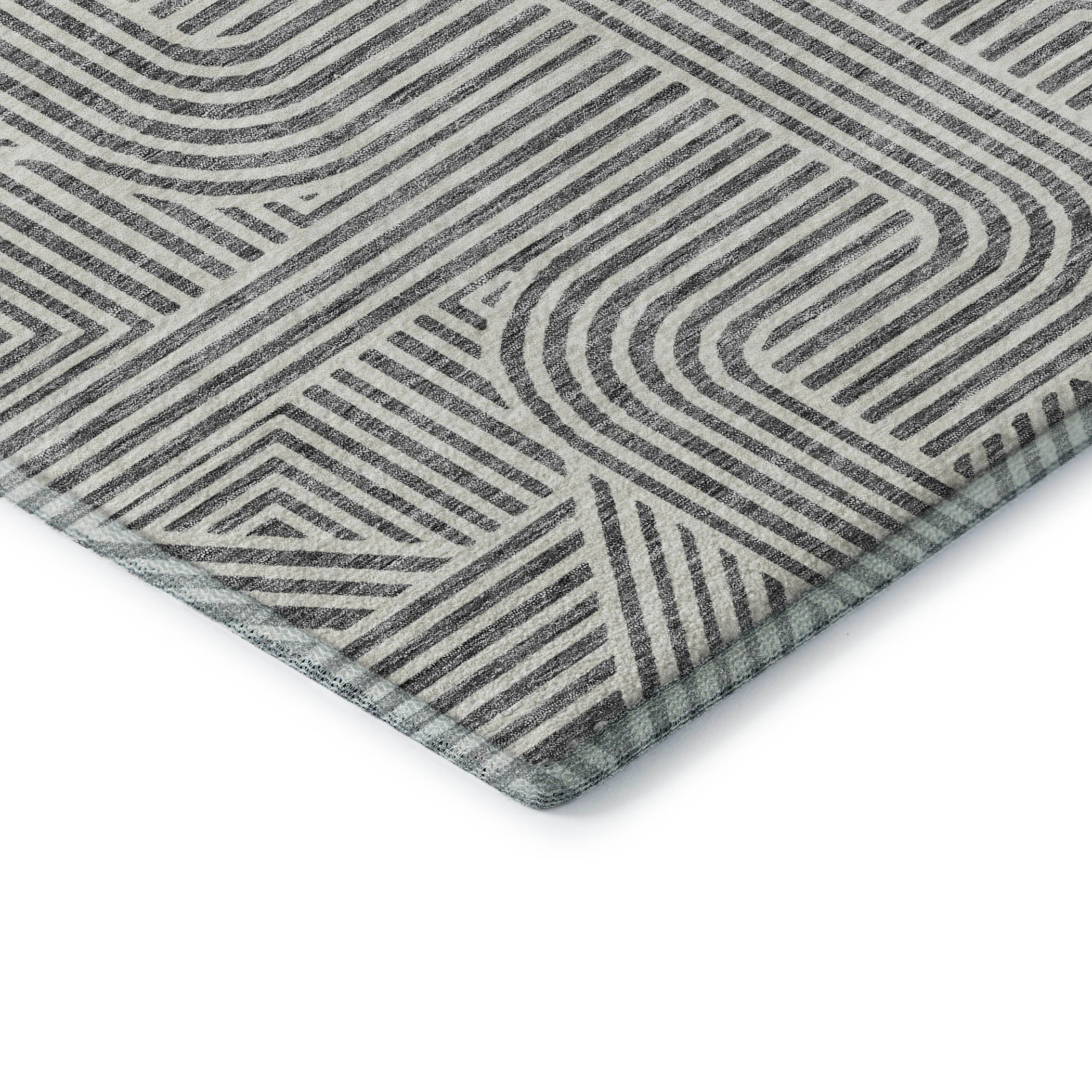 Prague Machine Washable Transitional Gray Rug 1'8" x 2'6" #shape_Rectangle