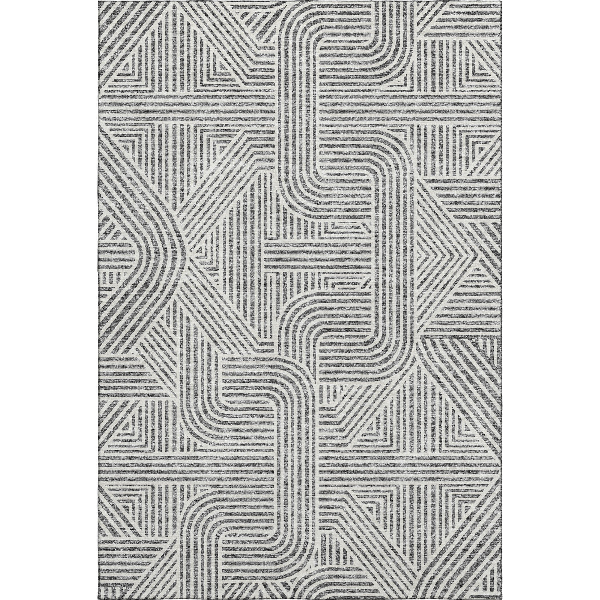Prague Machine Washable Transitional Gray Rug 2'6" x 3'10" #shape_Rectangle