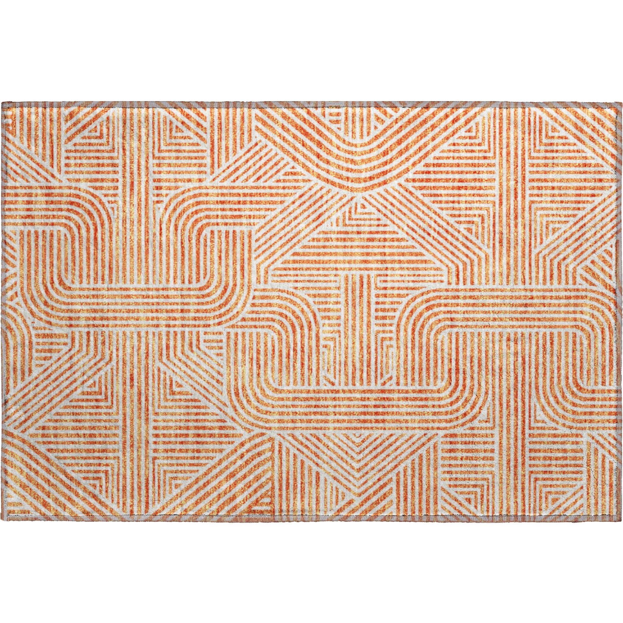 Prague Machine Washable Transitional Orange Rug 1'8" x 2'6" #shape_Rectangle