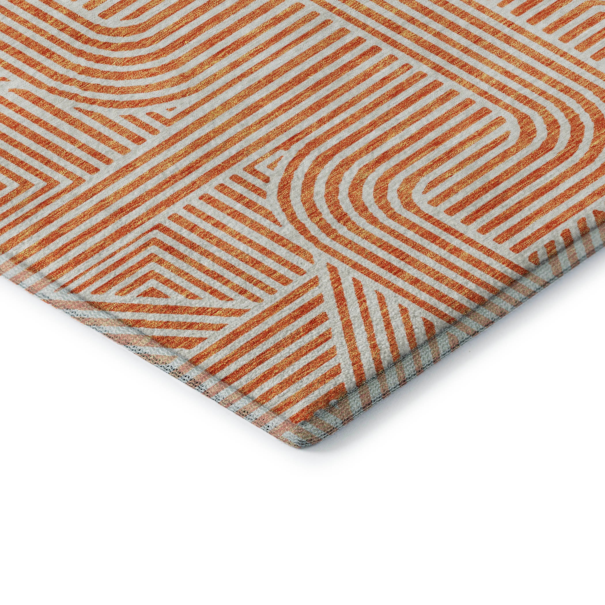 Prague Machine Washable Transitional Orange Rug 1'8" x 2'6" #shape_Rectangle