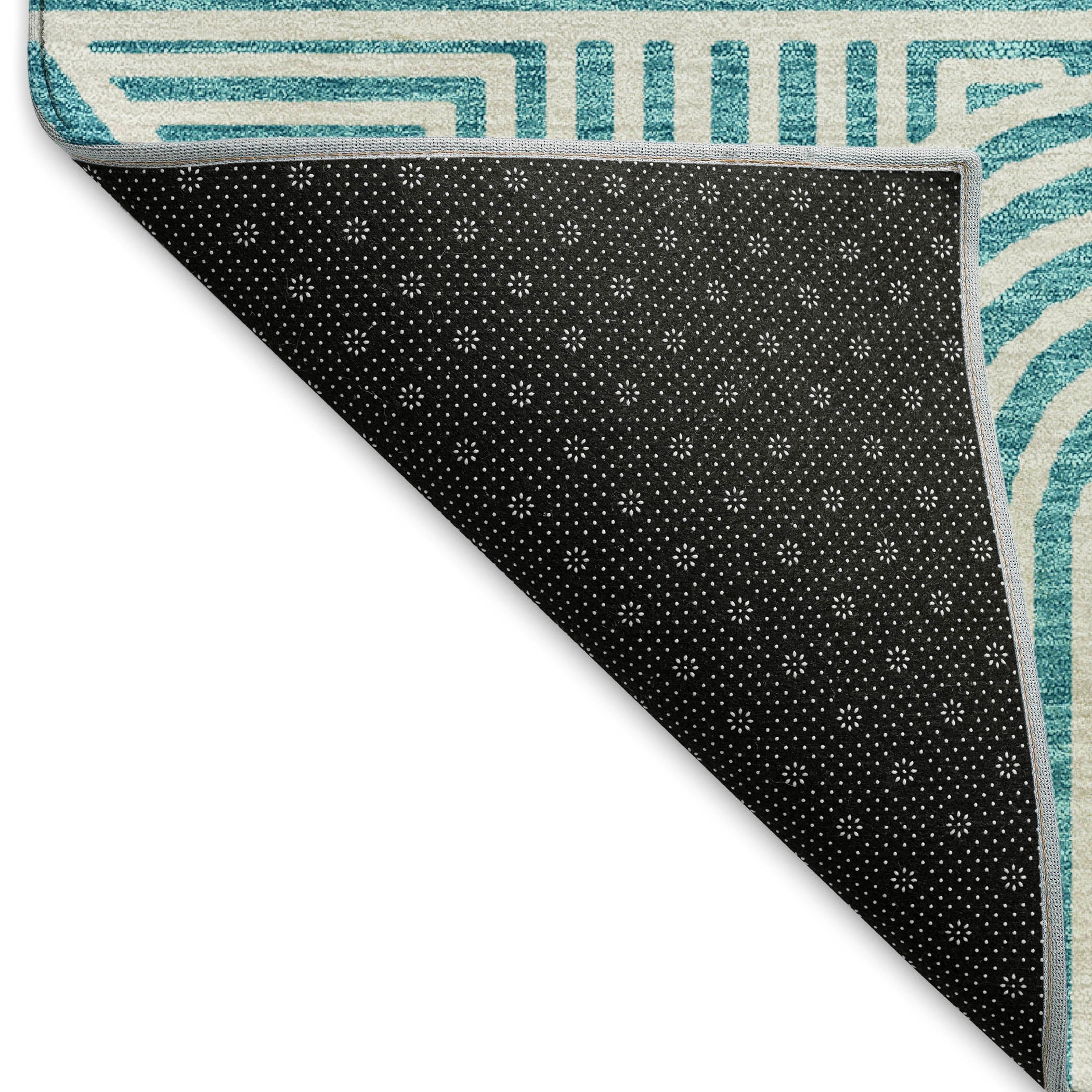 Prague Machine Washable Transitional Teal Rug 1'8" x 2'6" #shape_Rectangle