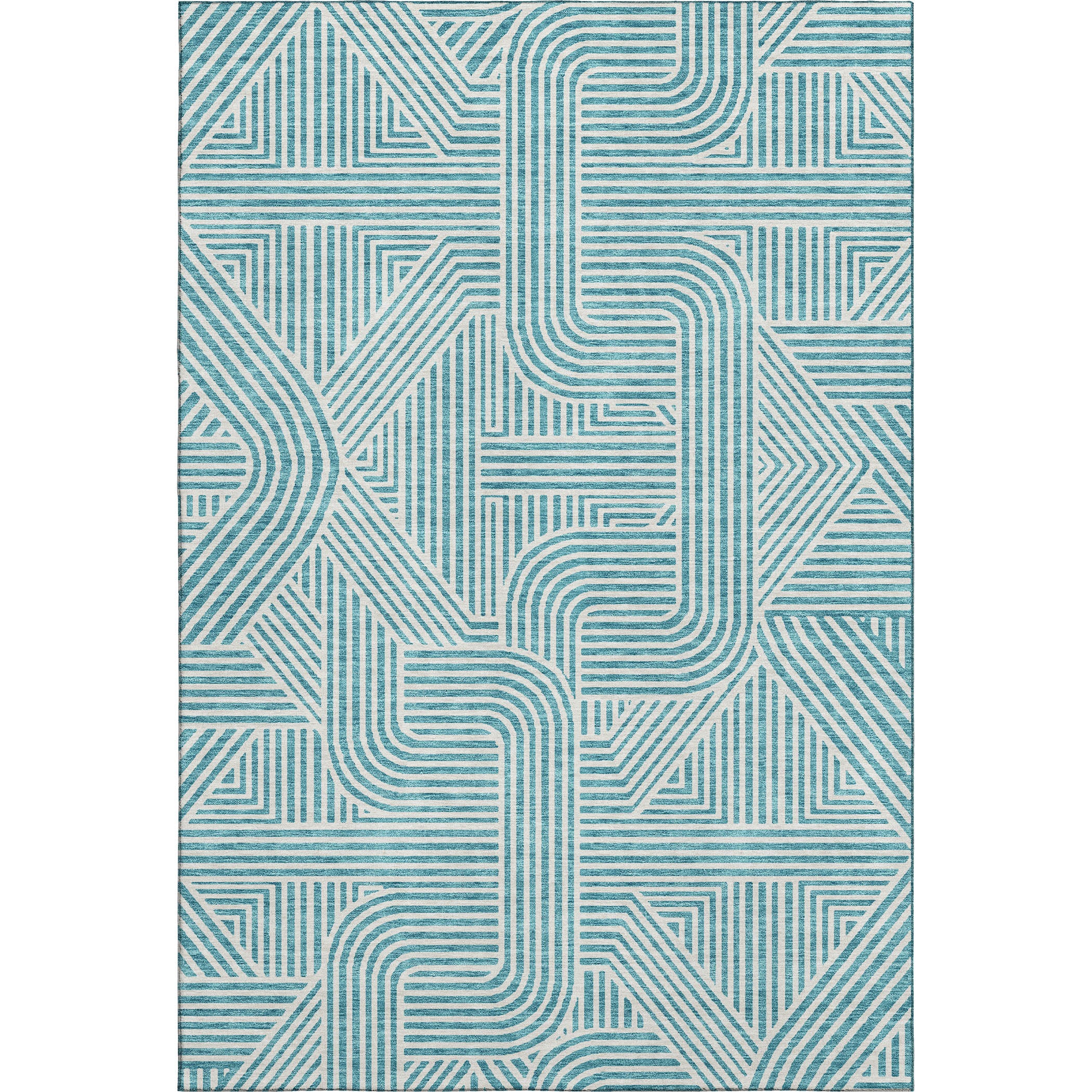 Prague Machine Washable Transitional Teal Rug 2'6" x 3'10" #shape_Rectangle