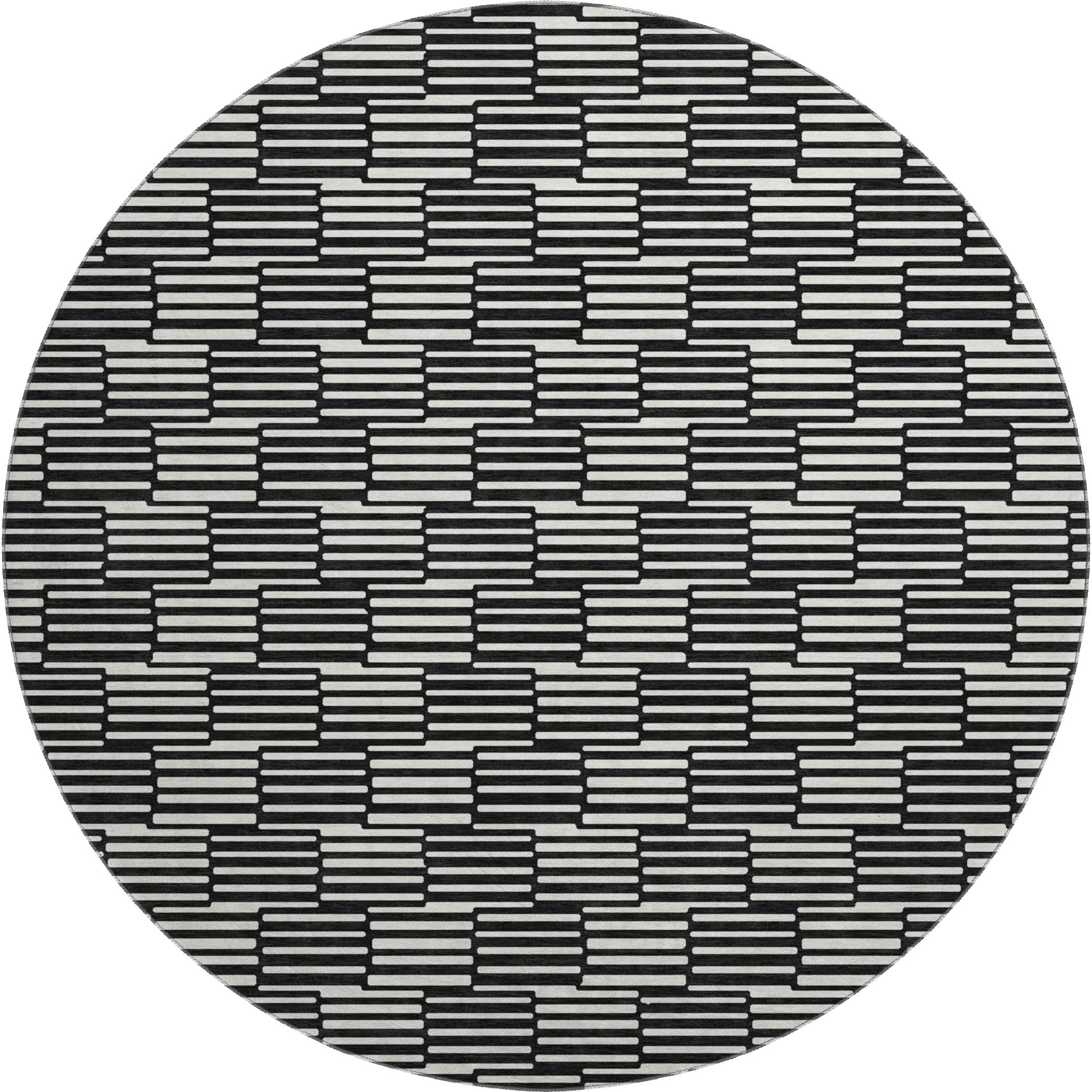 Vienna Machine Washable Transitional Black Rug 8' x 8' #shape_Round