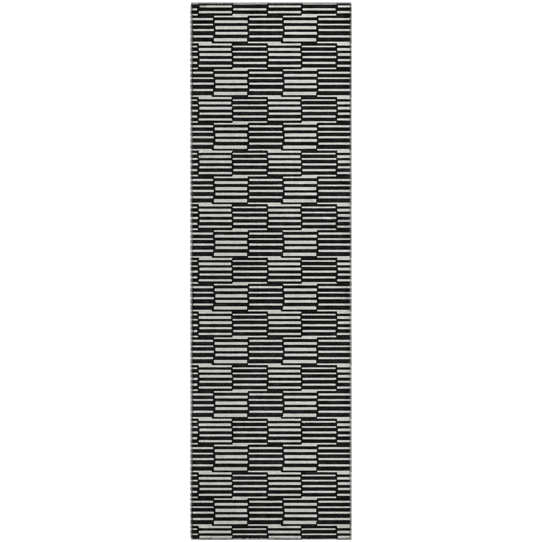 Vienna Machine Washable Transitional Black Rug 2'3" x 7'6" #shape_Runner
