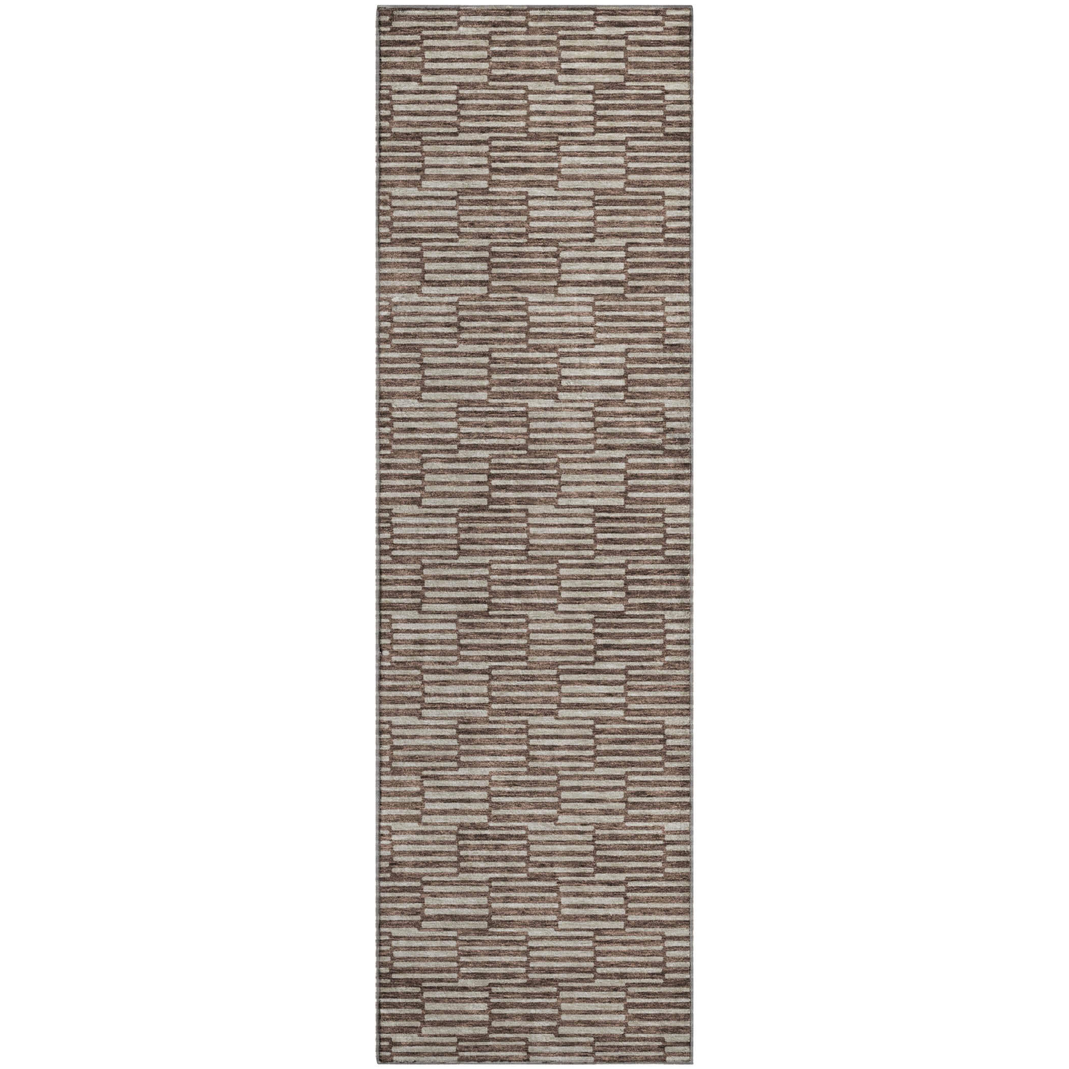 Vienna Machine Washable Transitional Brown Rug 2'3" x 7'6" #shape_Runner