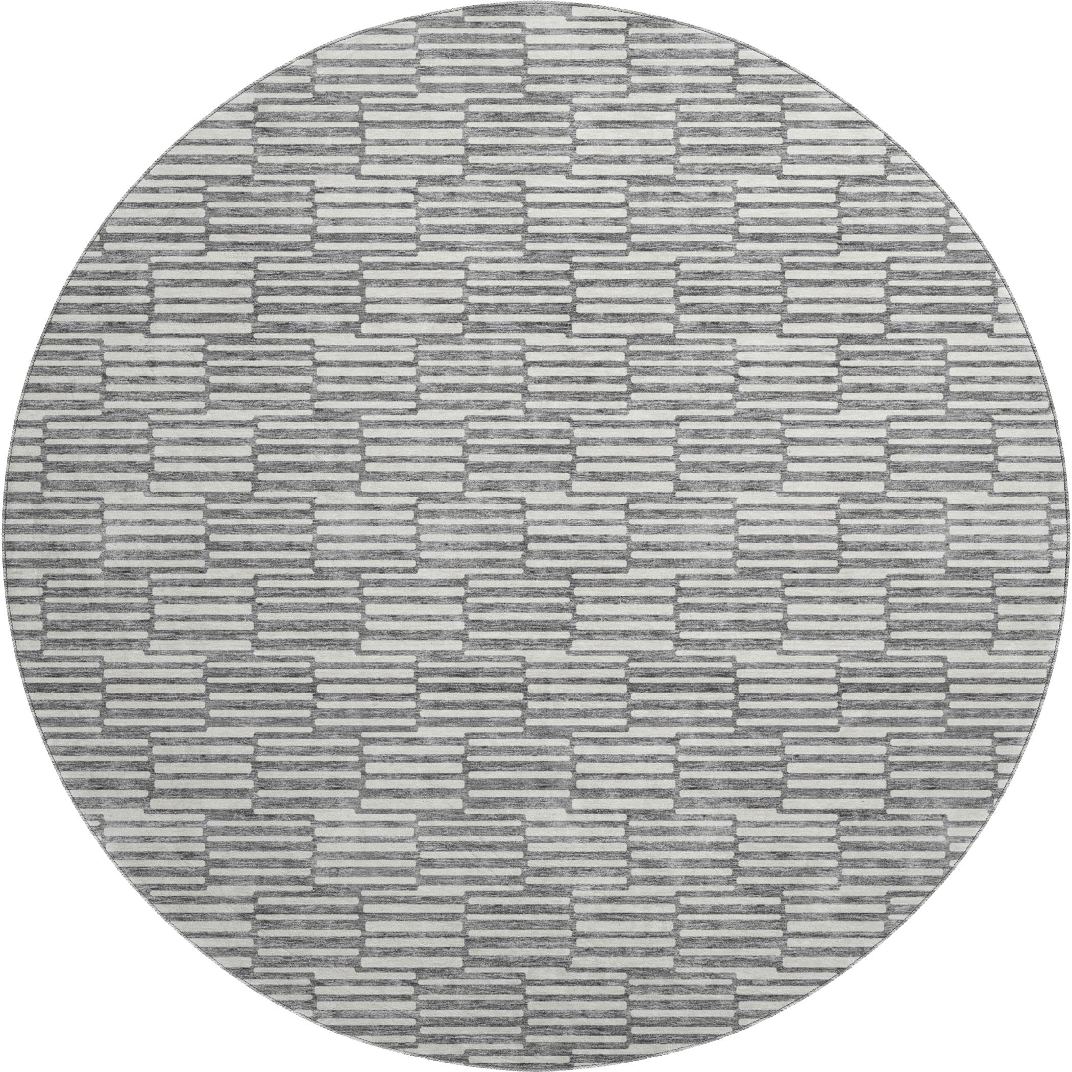 Vienna Machine Washable Transitional Gray Rug 8' x 8' #shape_Round